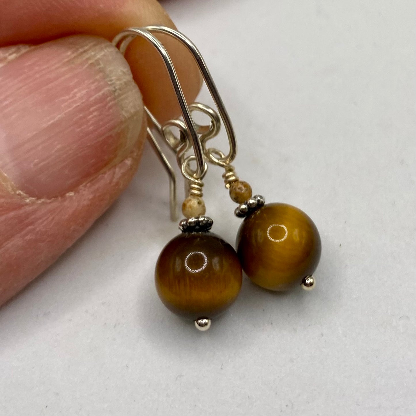 Tiger’s Eye, Picture Jasper Silver Earrings by Hip Chick Glass, Sterling Silver Earrings, Handmade Gemstone Jewelry, Birthstone Gift