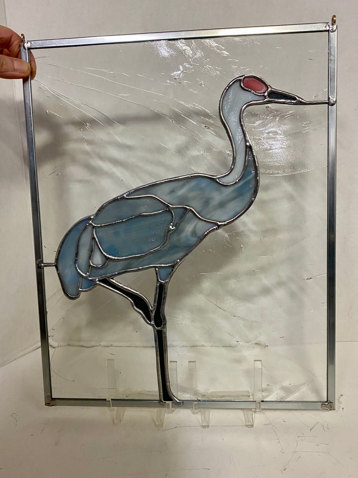 MADE to ORDER Standing Crane | Stained Glass Window Panel by Hip Chick Glass, LLC, Original Handmade Glass Art