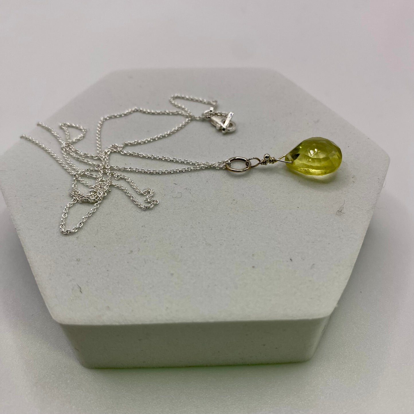 AA Lemon Quartz Pendant Necklace by Hip Chick Glass, Handmade Sterling Silver Jewelry, Handmade Gemstone Jewelry, Birthstone Gift