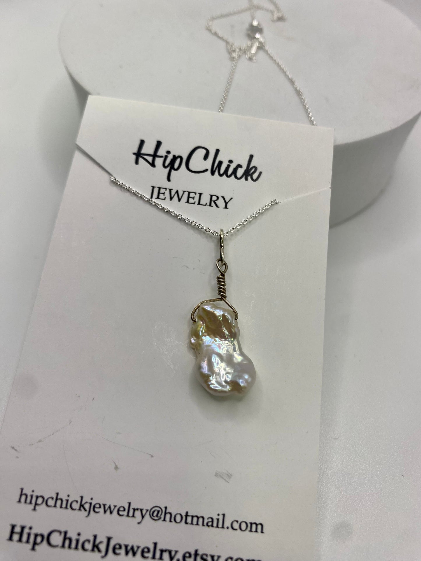 White Baroque Pearl Pendant by Hip Chick Jewelry, Pearl Pendant Necklaces, Pearl Pendant, June Birthstone Necklace, Dainty 925 Sterling Silver Chain