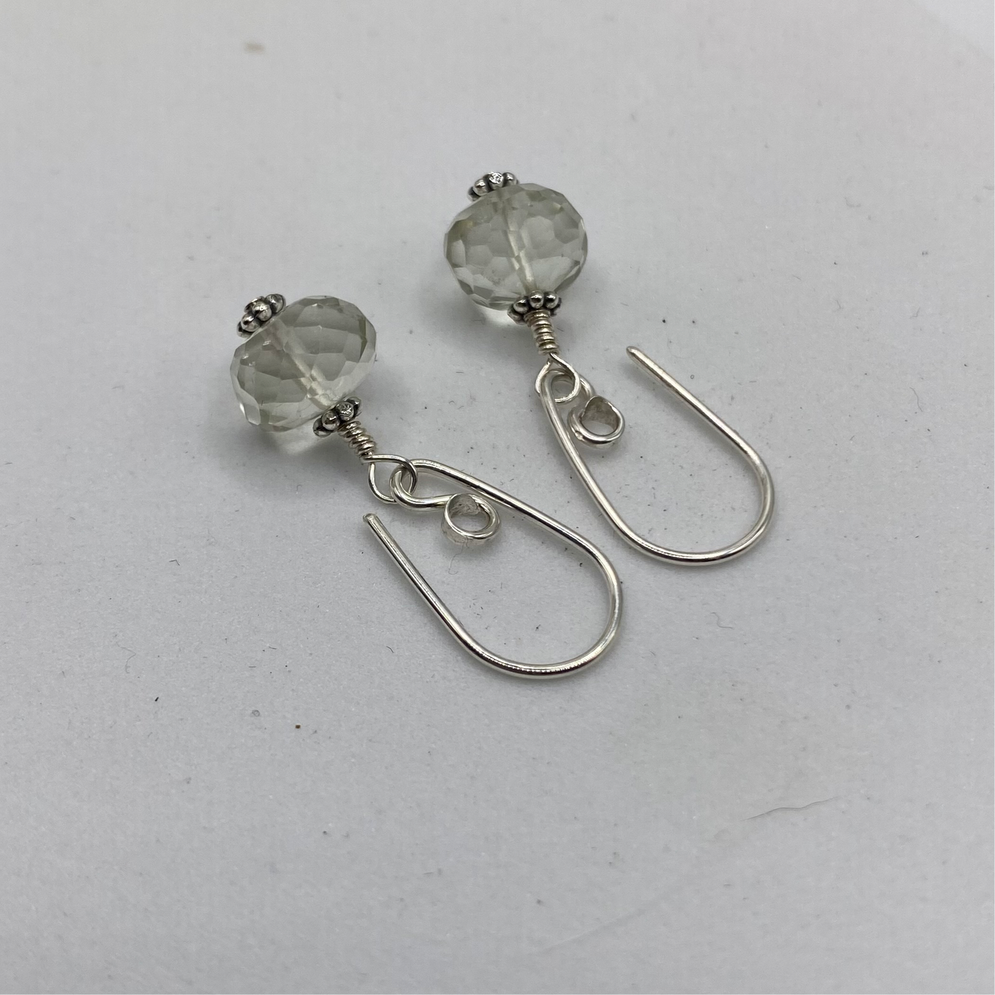 Prehnite Dangle Earrings by Hip Chick Glass, Sterling Silver Earrings, Handmade Gemstone Jewelry