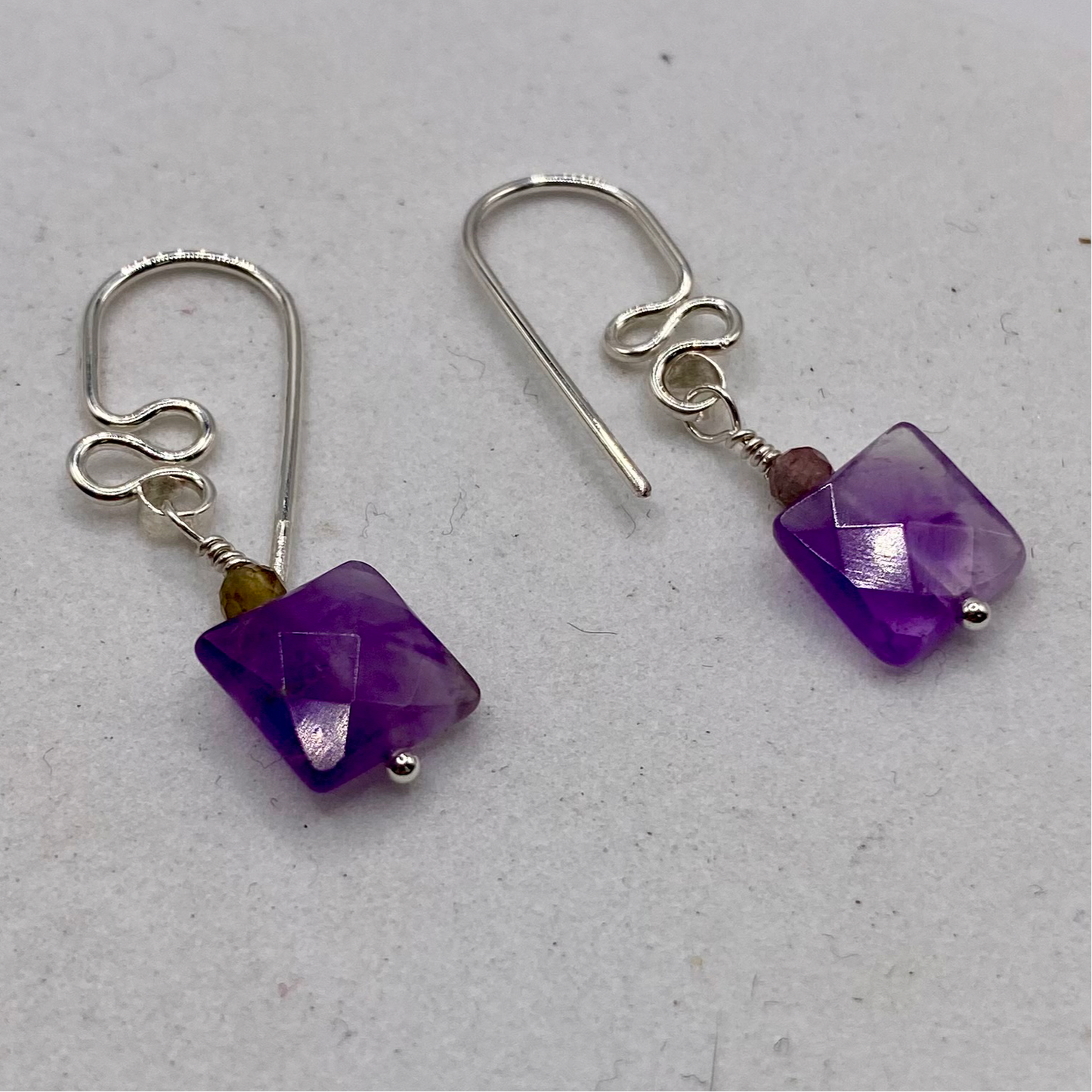 Amethyst Earrings by Hip Chick Glass, Sterling Silver Earrings, Handmade Gemstone Jewelry, February Birthstone Gift