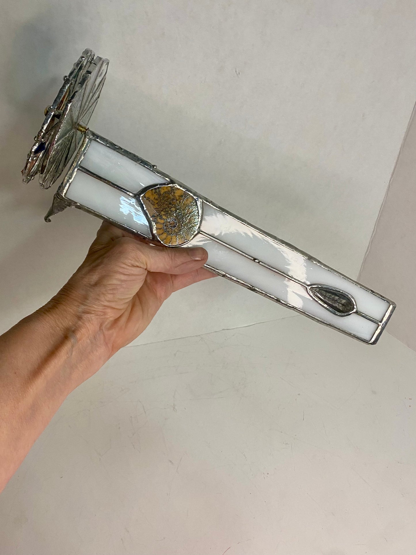 FOSSILS IN WHITE Stained Glass Kaleidoscope | Parlorscope | Glass Art Kaleidoscope by Hip Chick Glass, LLC | Collectors Dream