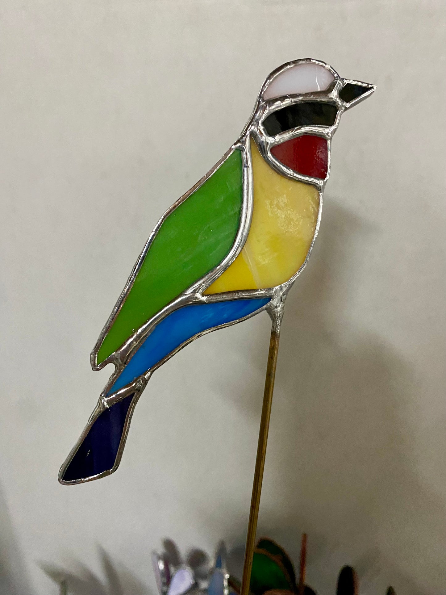 TROPICAL BIRD Plant Stake by Hip Chick Glass LLC, Stained Glass Bird, Glass Art Home Decor, Garden Art