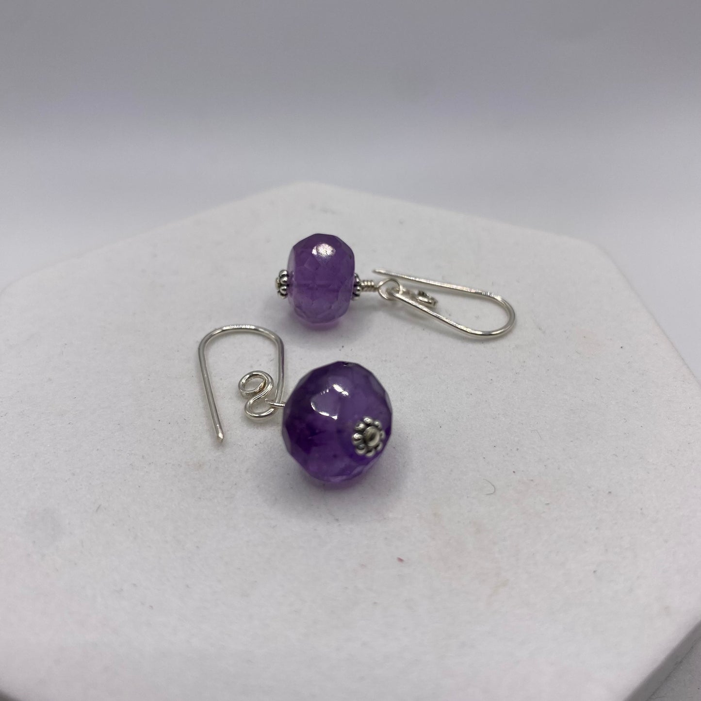 Handmade Amethyst Earrings by Hip Chick Glass, Sterling Silver Wire Wrap Earrings, Handmade Gemstone Jewelry, February Birthstone Gift