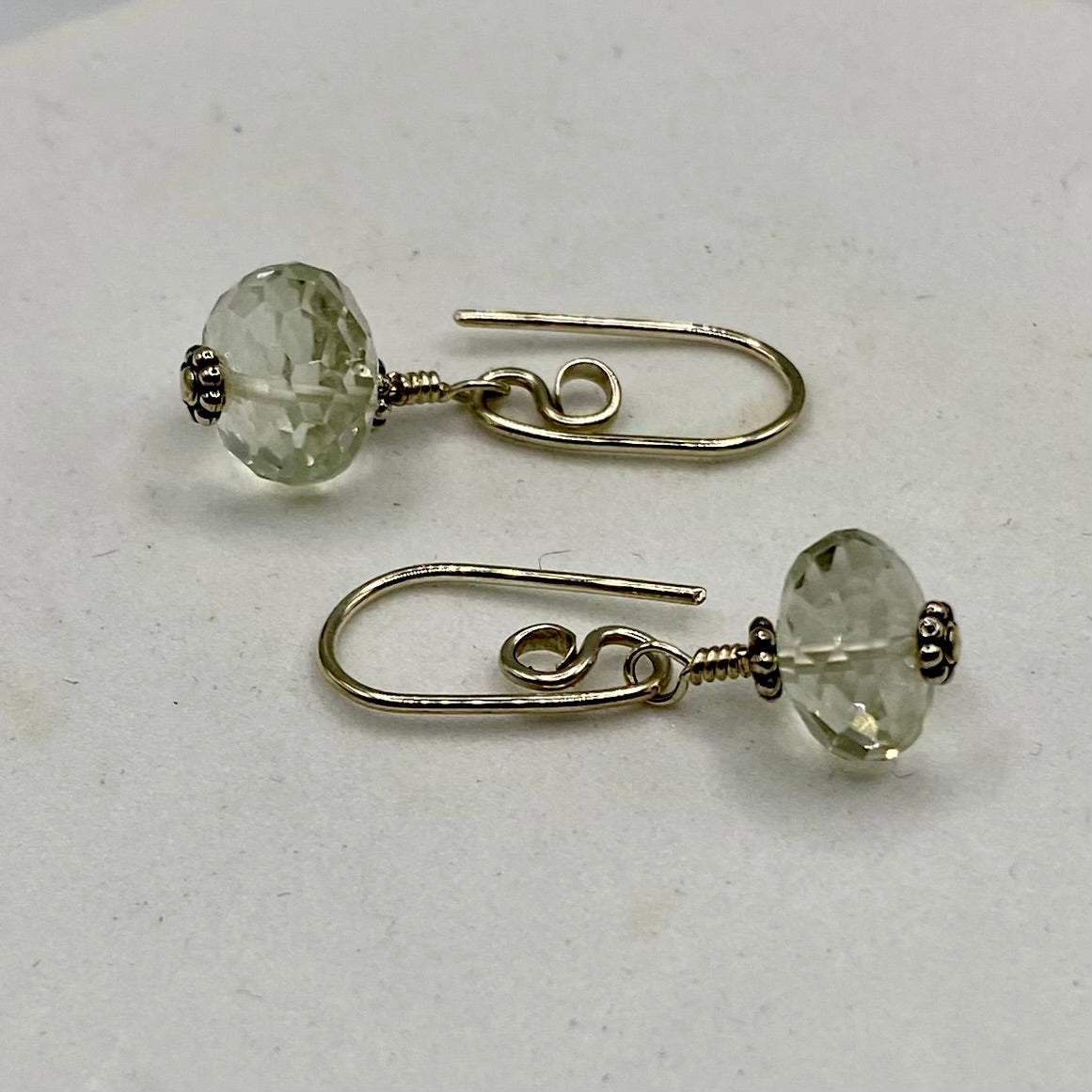 Rare Faceted Green Amethyst Earrings by Hip Chick Glass, Sterling Silver Earrings, Handmade Gemstone Jewelry, February Birthstone Gift