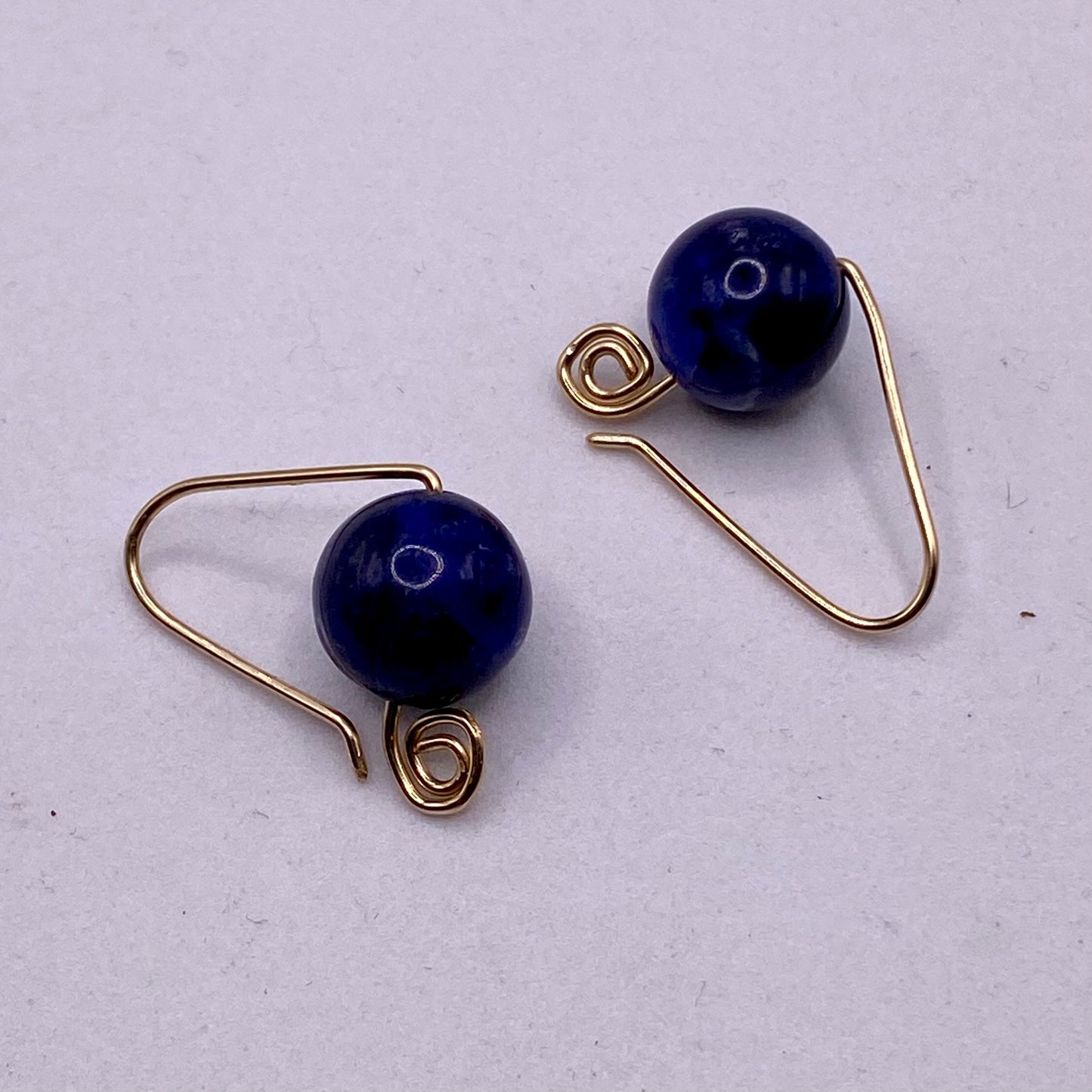 Gold Sodalite Hugger Earrings by Hip Chick Glass, Gold Fill Earrings, Handmade Gemstone Jewelry, Gift For Woman