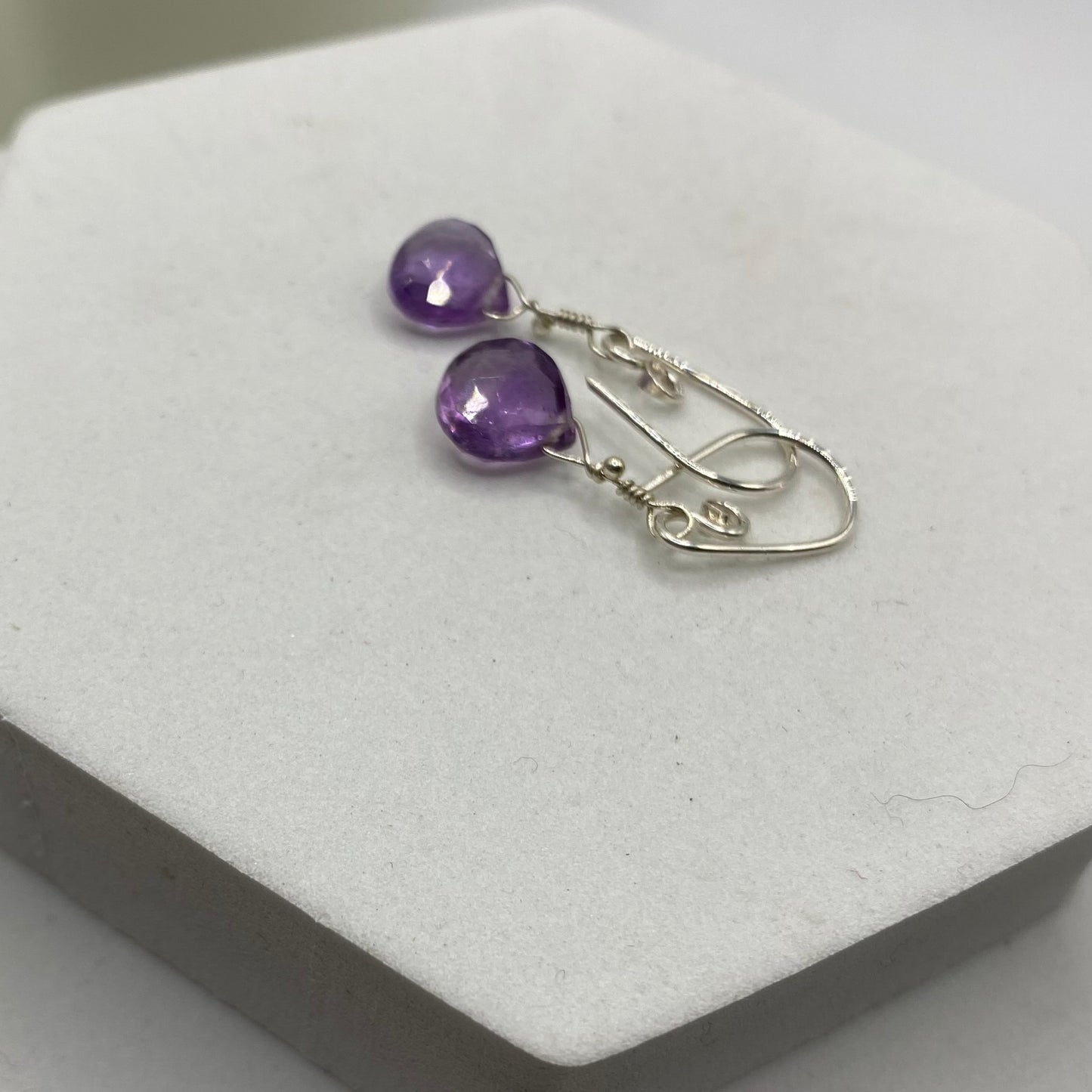 Faceted Amethyst Earrings by Hip Chick Glass, Sterling Silver Earrings, Handmade Gemstone Jewelry, February Birthstone Gift