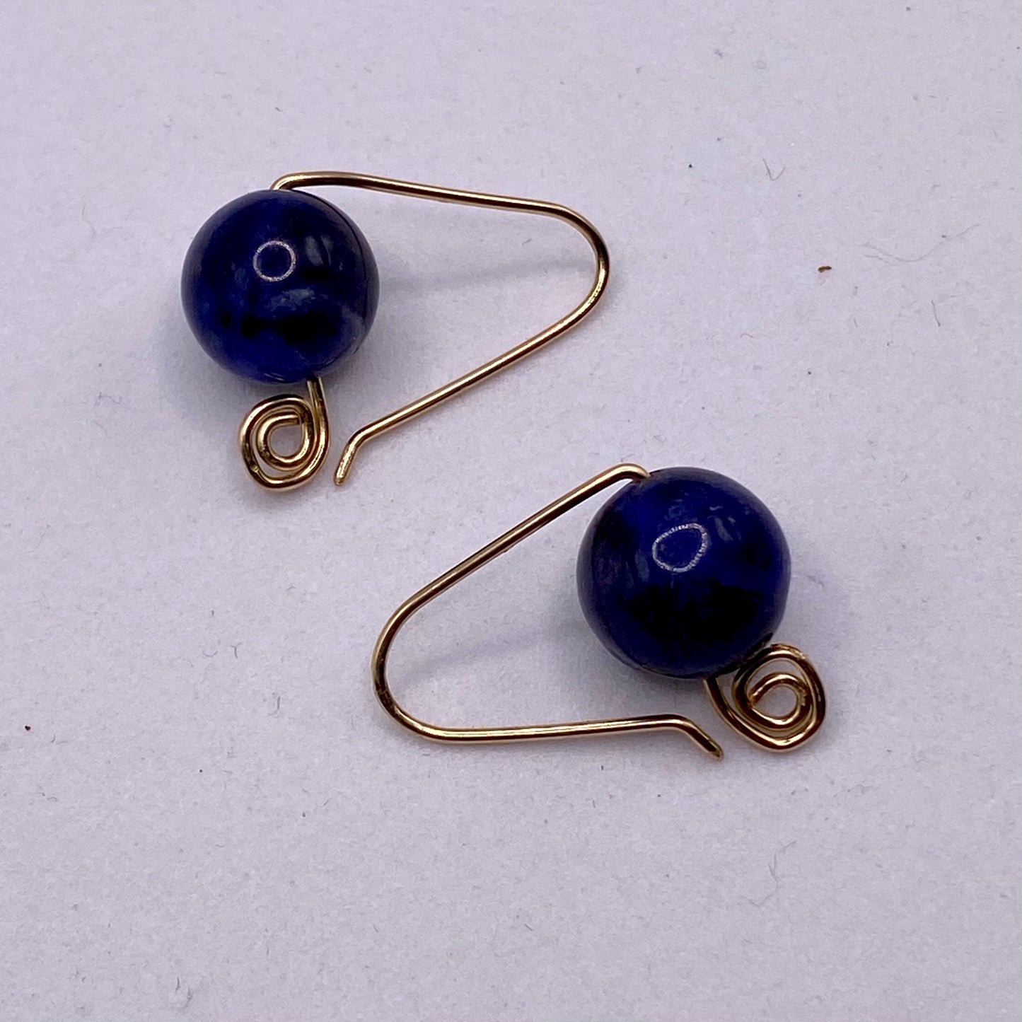 Gold Sodalite Hugger Earrings by Hip Chick Glass, Gold Fill Earrings, Handmade Gemstone Jewelry, Gift For Woman