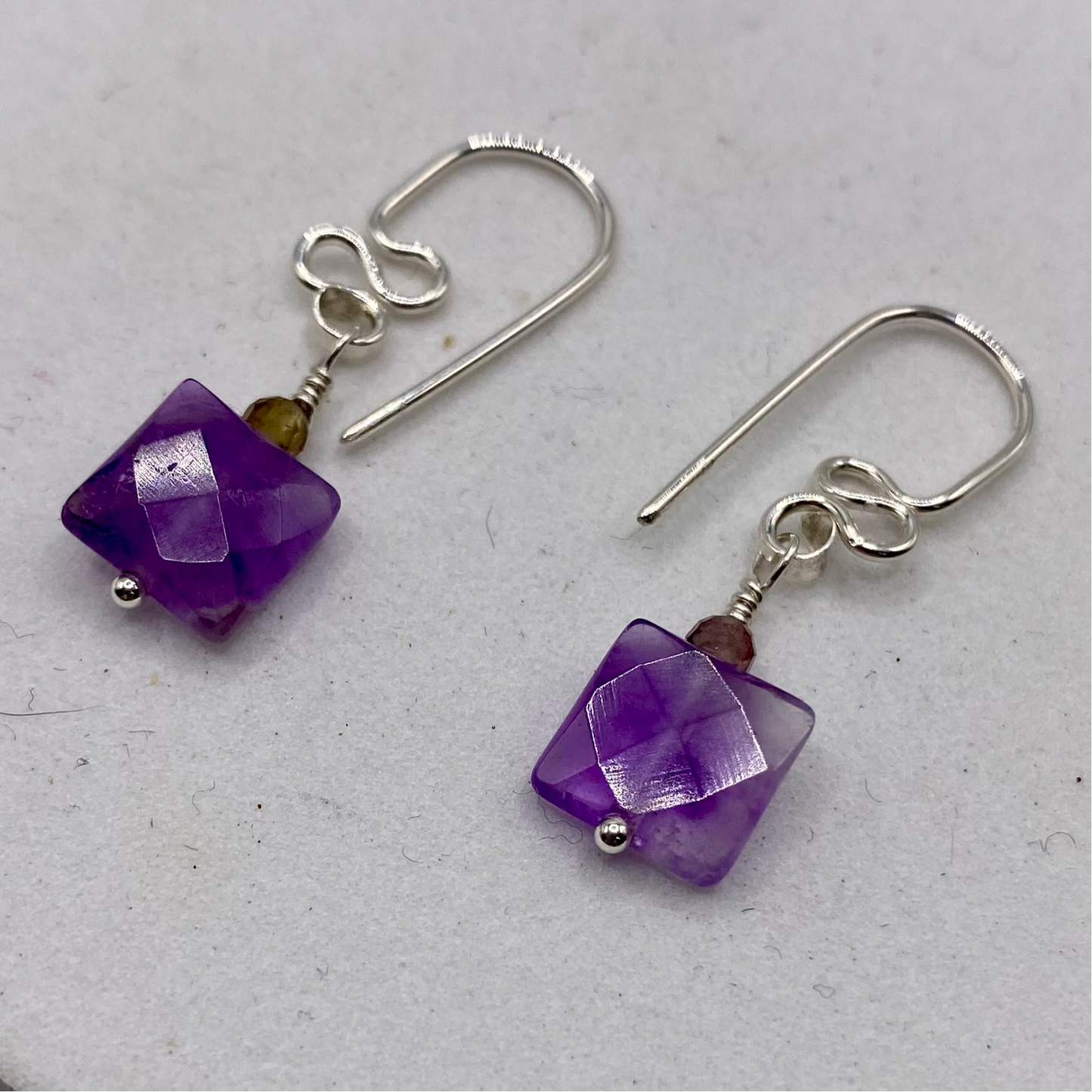 Amethyst Earrings by Hip Chick Glass, Sterling Silver Earrings, Handmade Gemstone Jewelry, February Birthstone Gift