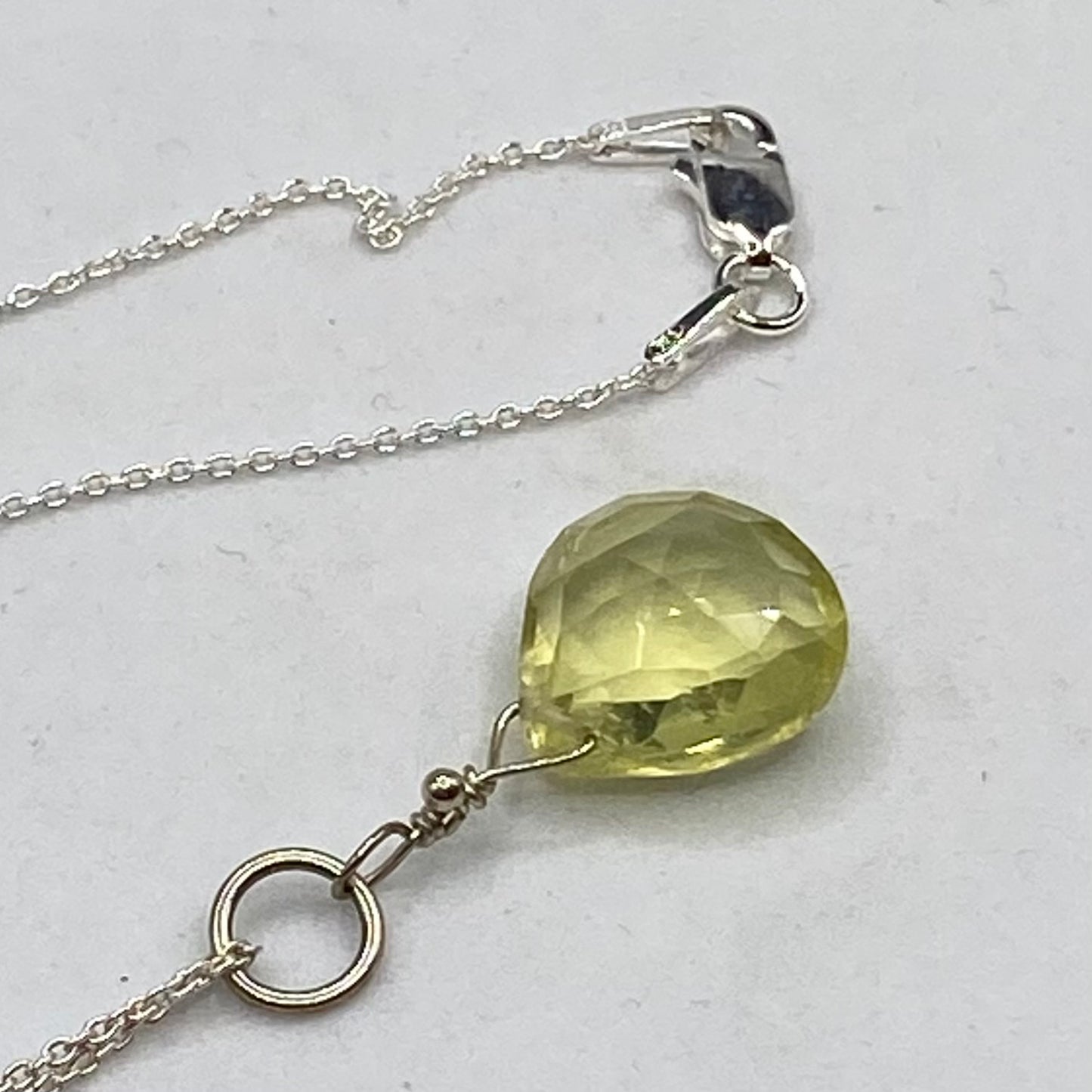 AA Smoky Lemon Quartz Pendant Necklace by Hip Chick Glass, Handmade Sterling Silver Jewelry, Handmade Gemstone Pendant Necklace