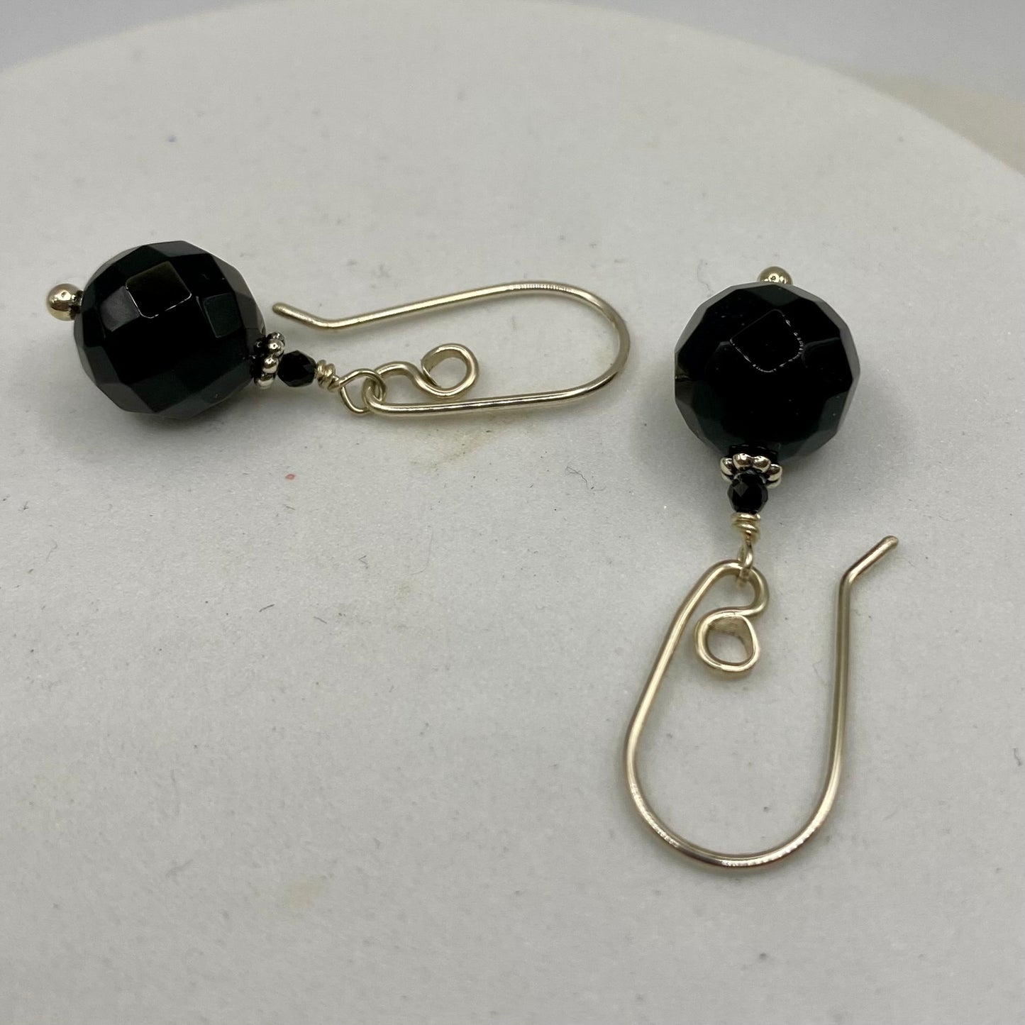 Black Onyx & Spinel Silver Earrings by Hip Chick Glass, Sterling Silver Earrings, Handmade Gemstone Jewelry, Birthstone Gift
