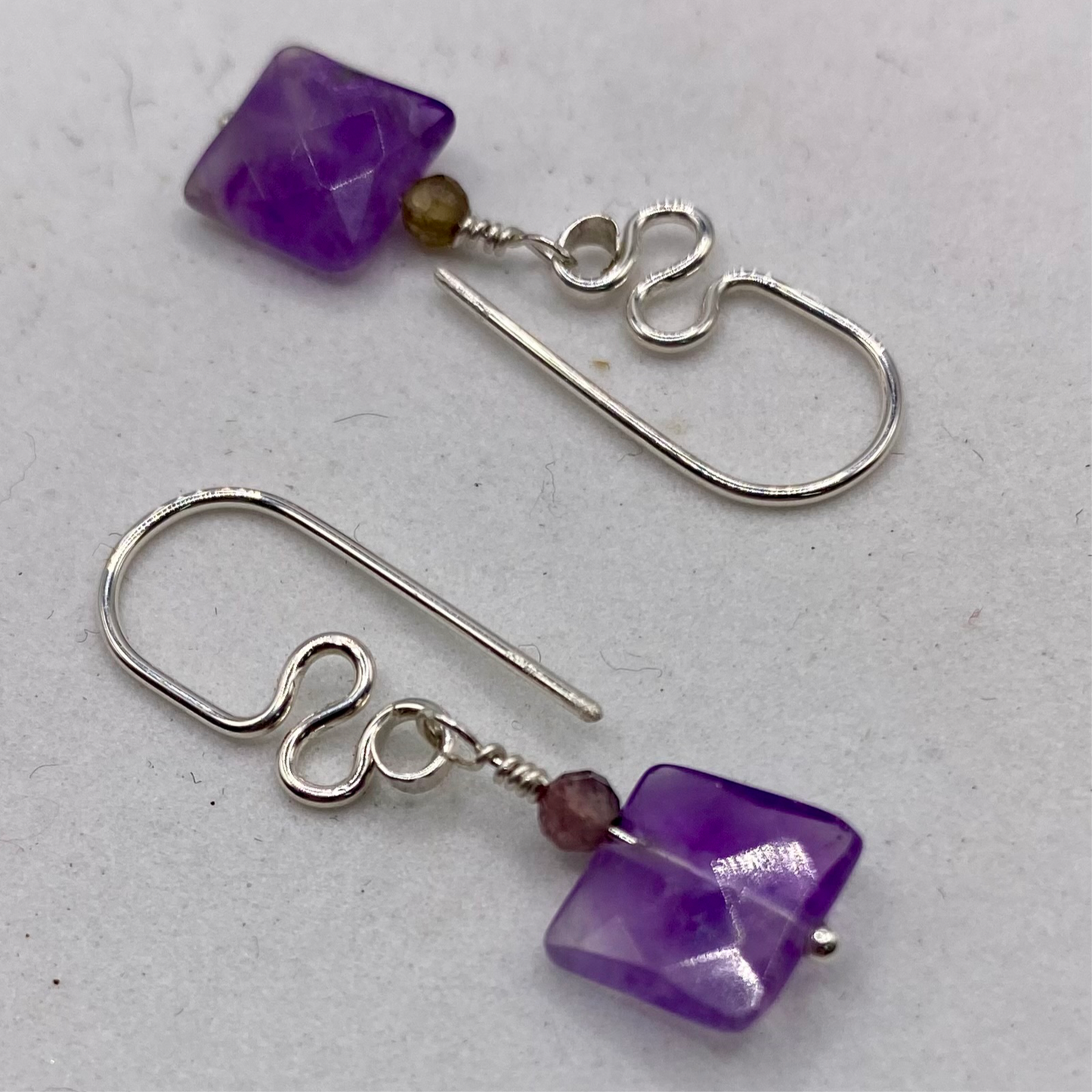 Amethyst Earrings by Hip Chick Glass, Sterling Silver Earrings, Handmade Gemstone Jewelry, February Birthstone Gift