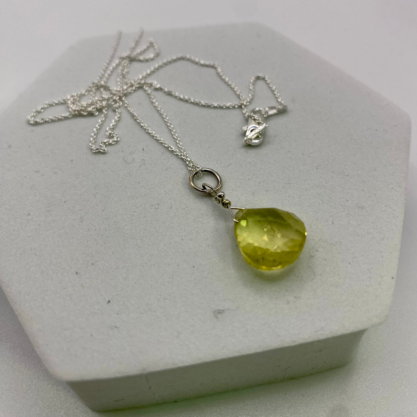 AA Lemon Quartz Pendant Necklace by Hip Chick Glass, Handmade Sterling Silver Jewelry, Handmade Gemstone Jewelry, Birthstone Gift