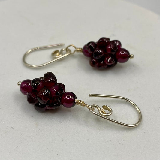 Garnet & Sterling Silver Earrings by Hip Chick Glass, Sterling Silver Earrings, Handmade Gemstone Jewelry, Birthstone Gift