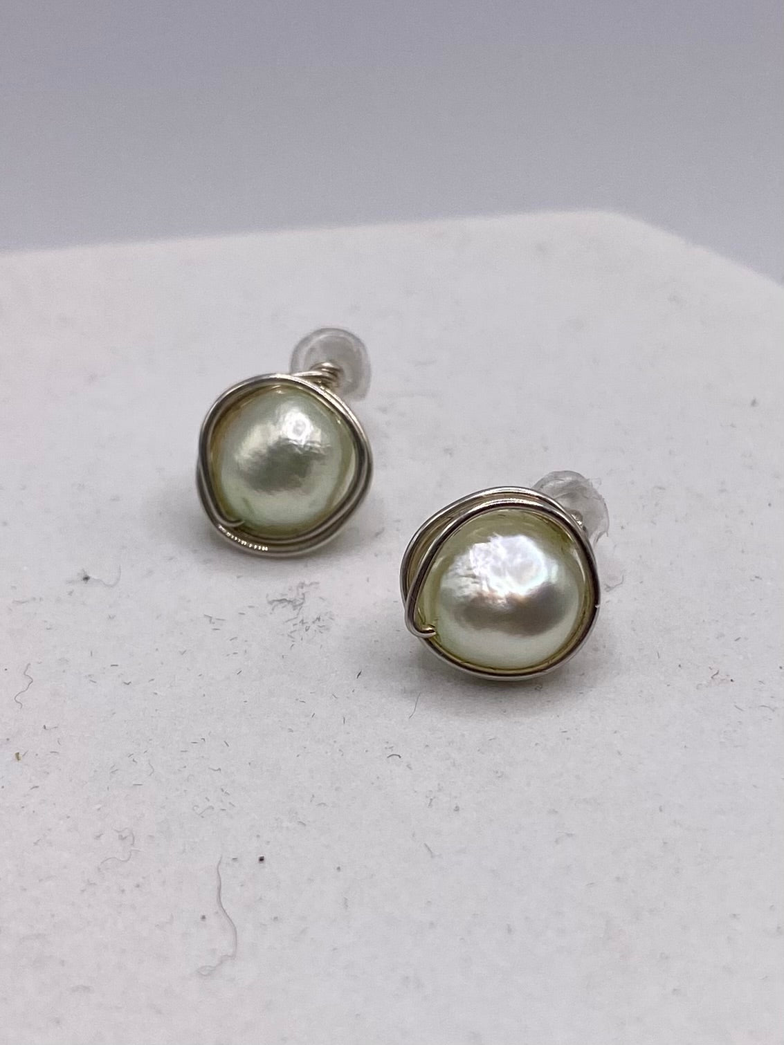 Freshwater Pearl Stud Earrings by Hip Chick Jewelry, Pearl Studs, Pearl Earrings, Silver Pearl Earrings, Handmade Earrings