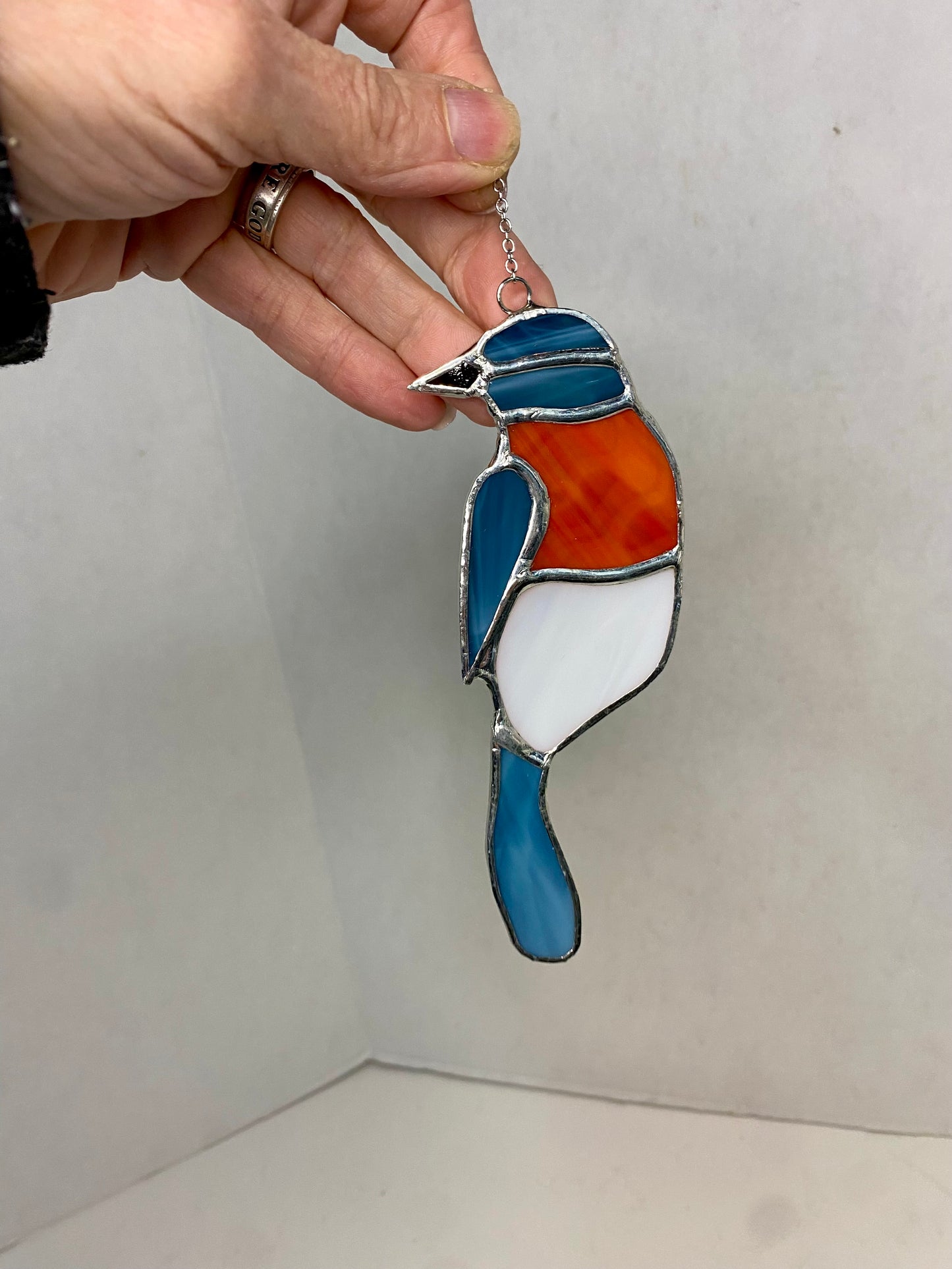 Stained Glass Baltimore Orielo Bird Suncatcher by Hip Chick Glass, Handmade Bird Ornaments