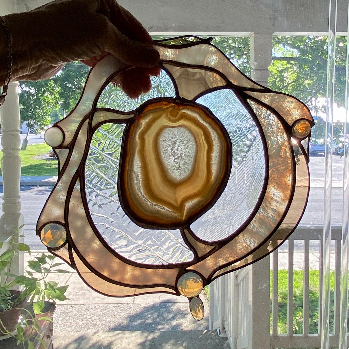 SIGNIFICANCE | Stained Glass Window Panel | Glass Art Abstract Hanging Panel | Tiffany Glass Window Decor