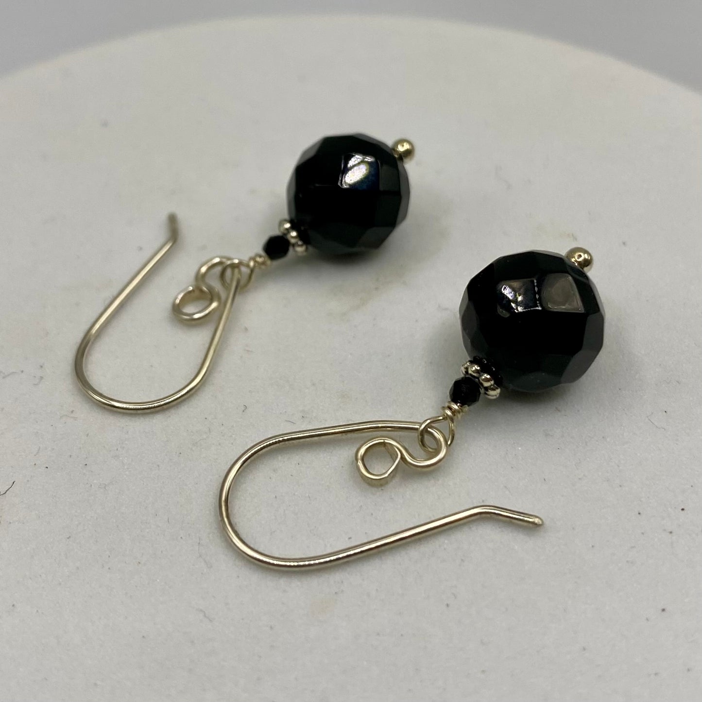 Black Onyx & Spinel Silver Earrings by Hip Chick Glass, Sterling Silver Earrings, Handmade Gemstone Jewelry, Birthstone Gift