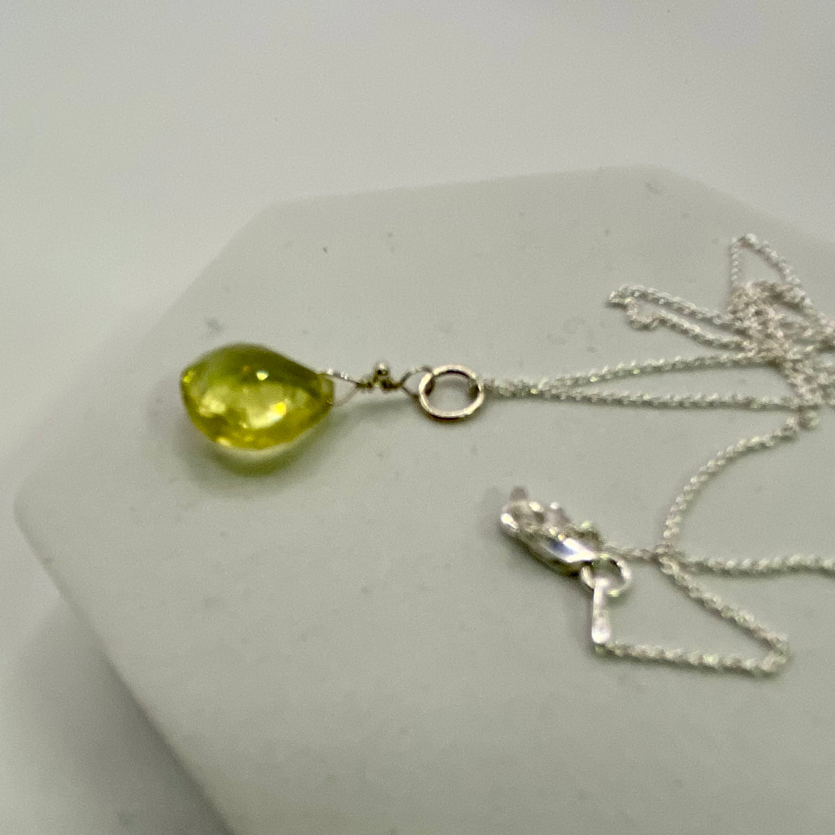 AA Smoky Lemon Quartz Pendant Necklace by Hip Chick Glass, Handmade Sterling Silver Jewelry, Handmade Gemstone Pendant Necklace