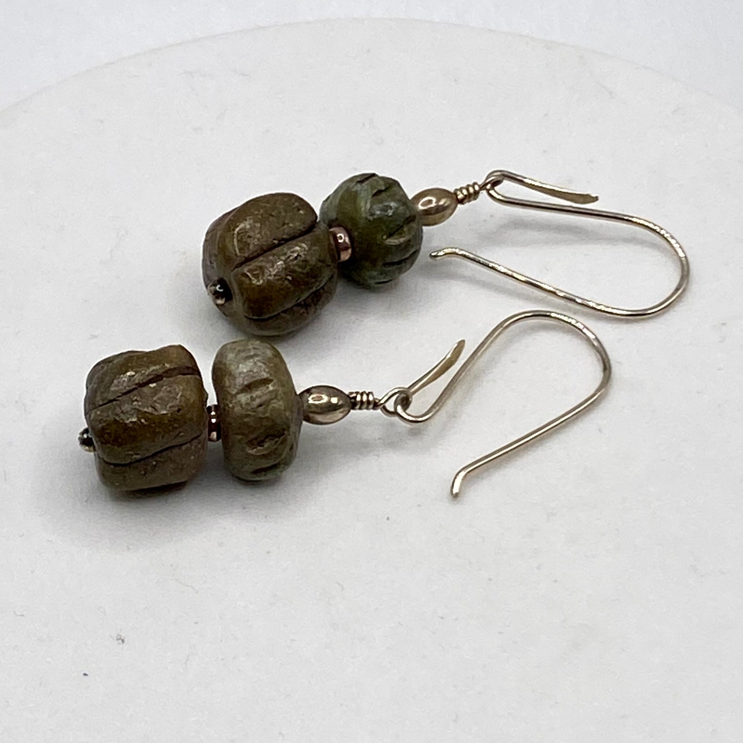 Ceramic Bead Earrings by Hip Chick Glass, Sterling Silver Drop Earrings, Handmade Gemstone Jewelry, Gift For Woman