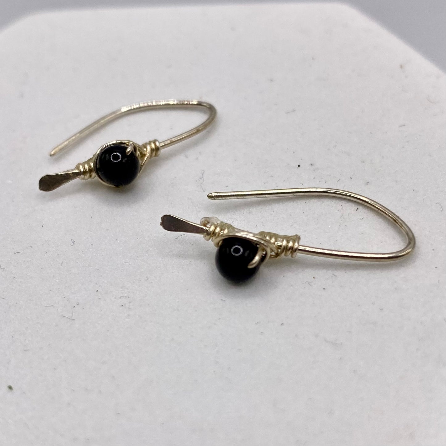 Black Onyx Half Hoop Earrings by Hip Chick Glass, Sterling Silver Earrings, Handmade Gemstone Jewelry, Birthstone Gift