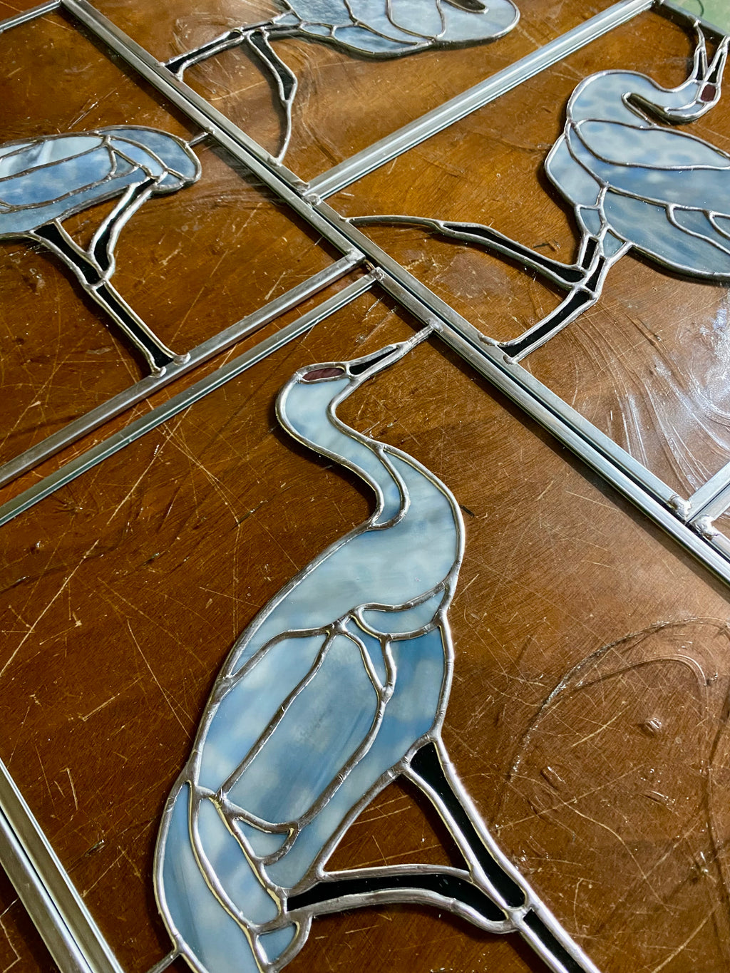 MADE to ORDER Standing Crane | Stained Glass Window Panel by Hip Chick Glass, LLC, Original Handmade Glass Art