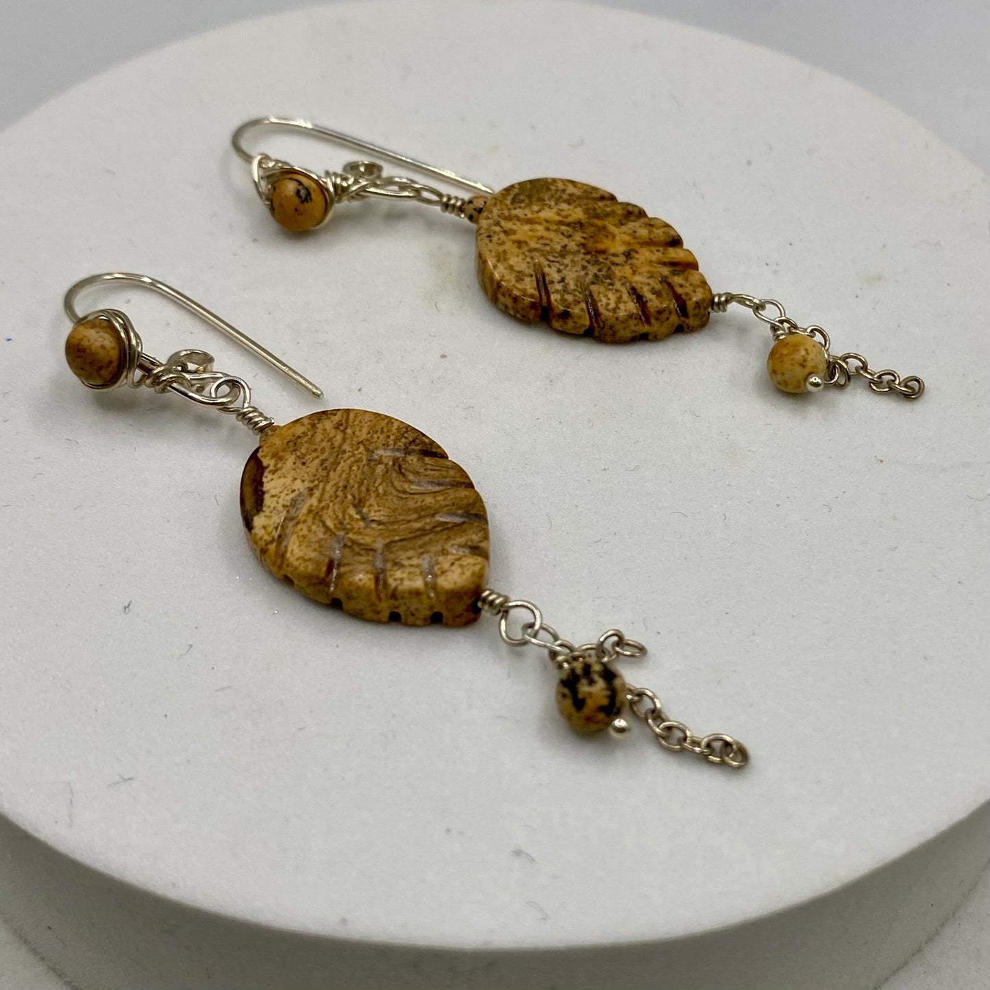 Picture Jasper Dangle Earrings by Hip Chick Glass, Sterling Silver Earrings, Handmade Gemstone Jewelry, Handmade Jewelry Gift