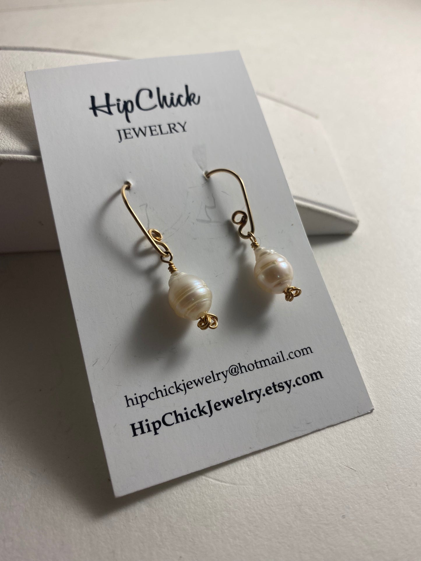 Gold Akoya Pearl Drop Earrings by Hip Chick Glass, 14 Karat Gold Fill Earrings, Handmade Gemstone Jewelry, June Birthstone Gift