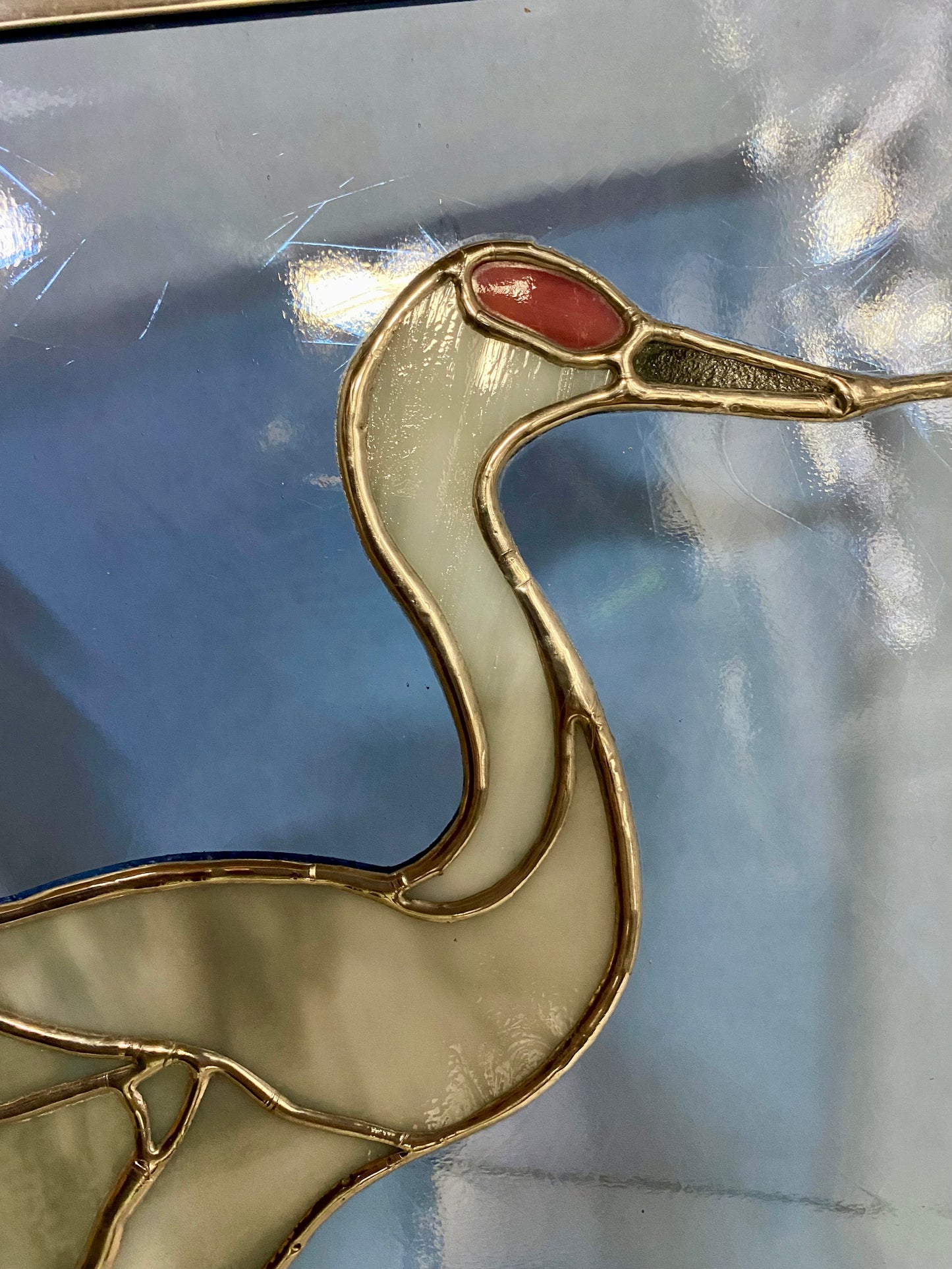 Standing Crane | Stained Glass Window Panel by Hip Chick Glass, LLC, Original Handmade Glass Art