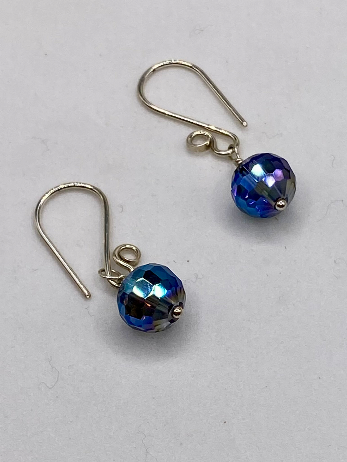 Blue Crystal Drop Earrings by Hip Chick Glass, Sterling Silver Earrings, Handmade Gemstone Jewelry, Birthstone Gift