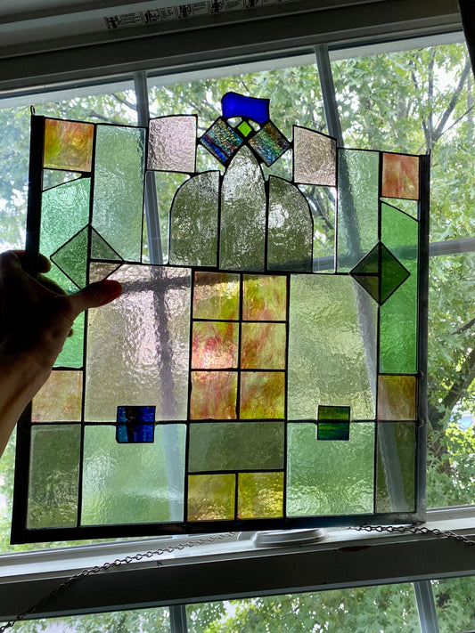 Restrained | Stained Glass Window Panel by Hip Chick Glass, Original Design Handmade Glass Art