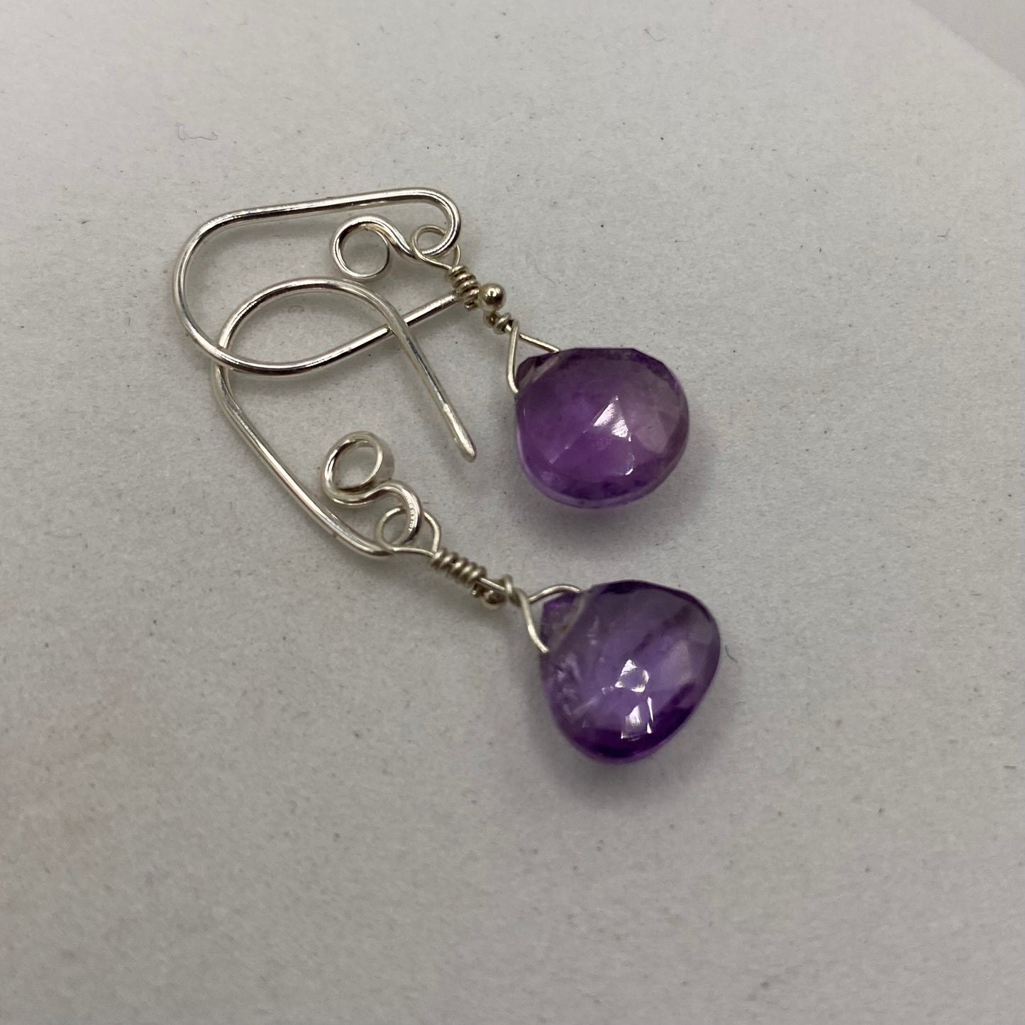 Faceted Amethyst Earrings by Hip Chick Glass, Sterling Silver Earrings, Handmade Gemstone Jewelry, February Birthstone Gift