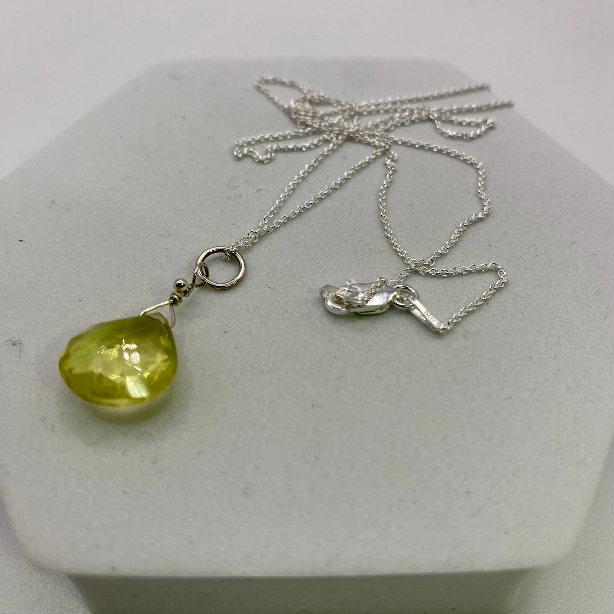 AA Smoky Lemon Quartz Pendant Necklace by Hip Chick Glass, Handmade Sterling Silver Jewelry, Handmade Gemstone Pendant Necklace