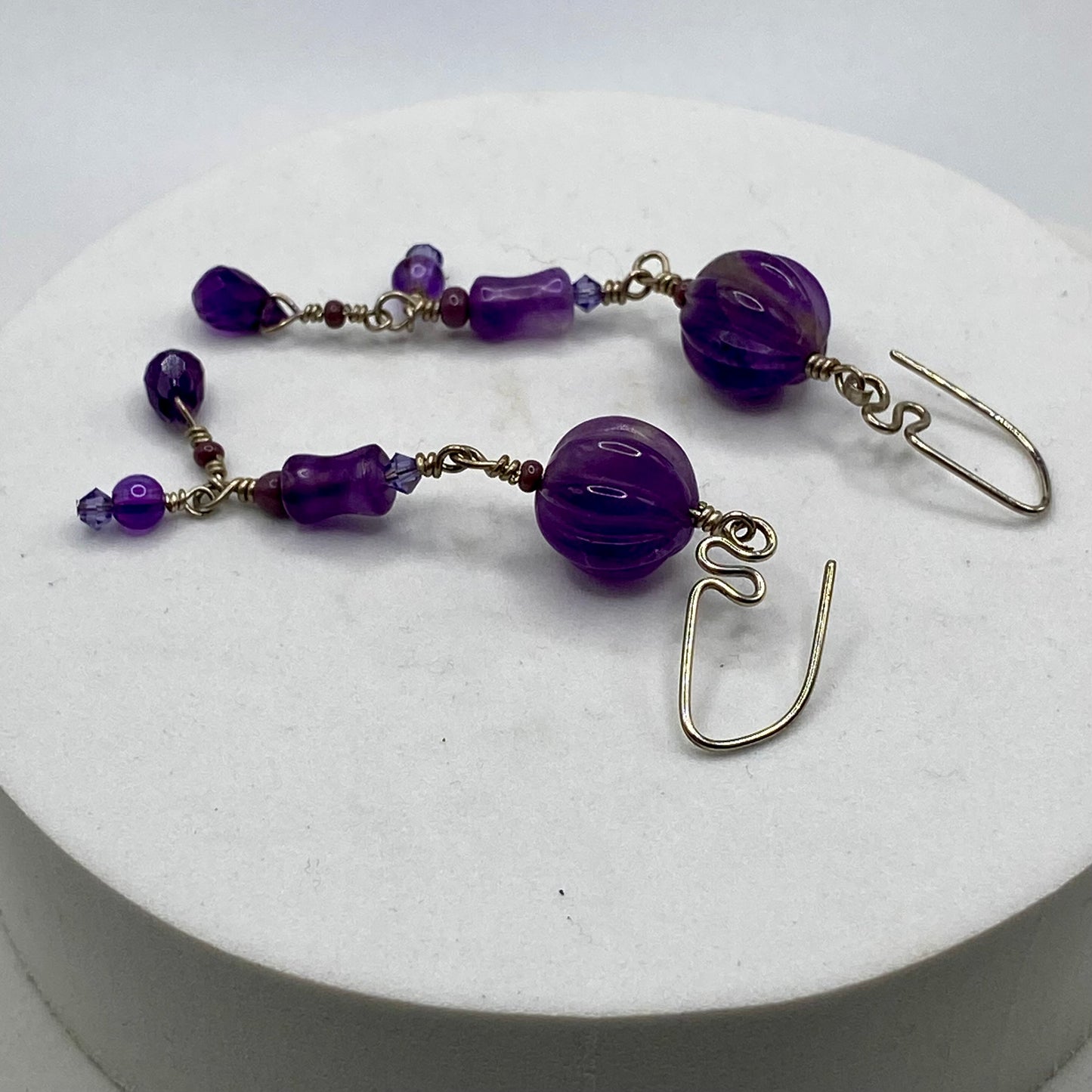 Long Amethyst Earrings by Hip Chick Glass, Sterling Silver Amethyst Earrings, Handmade Boho Luxe Amethyst Jewelry, February Birthstone Earrings