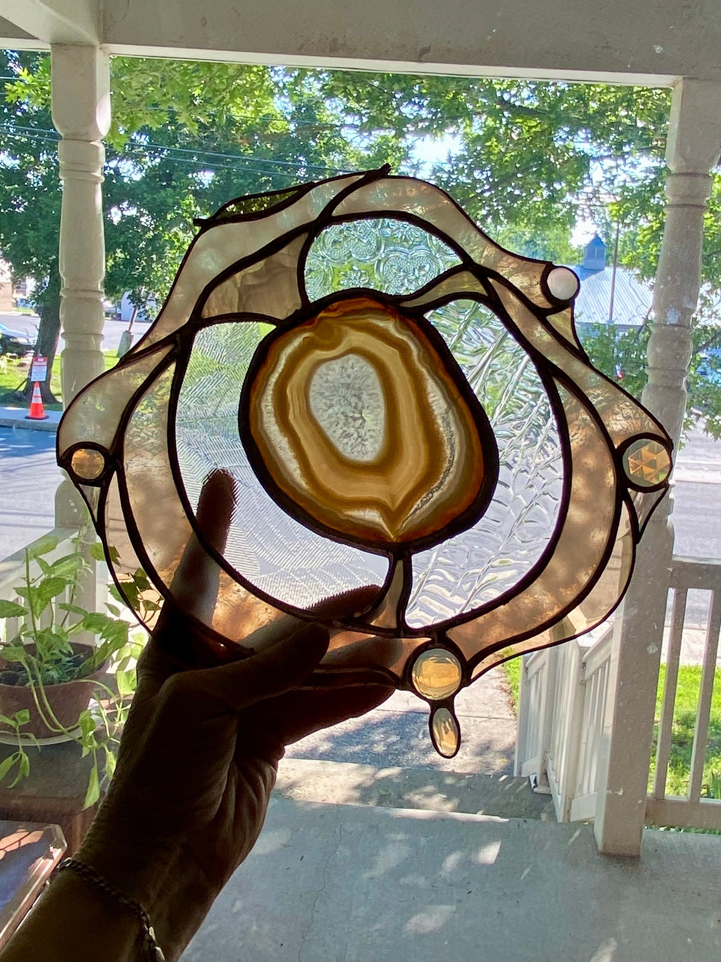 SIGNIFICANCE | Stained Glass Window Panel | Glass Art Abstract Hanging Panel | Tiffany Glass Window Decor