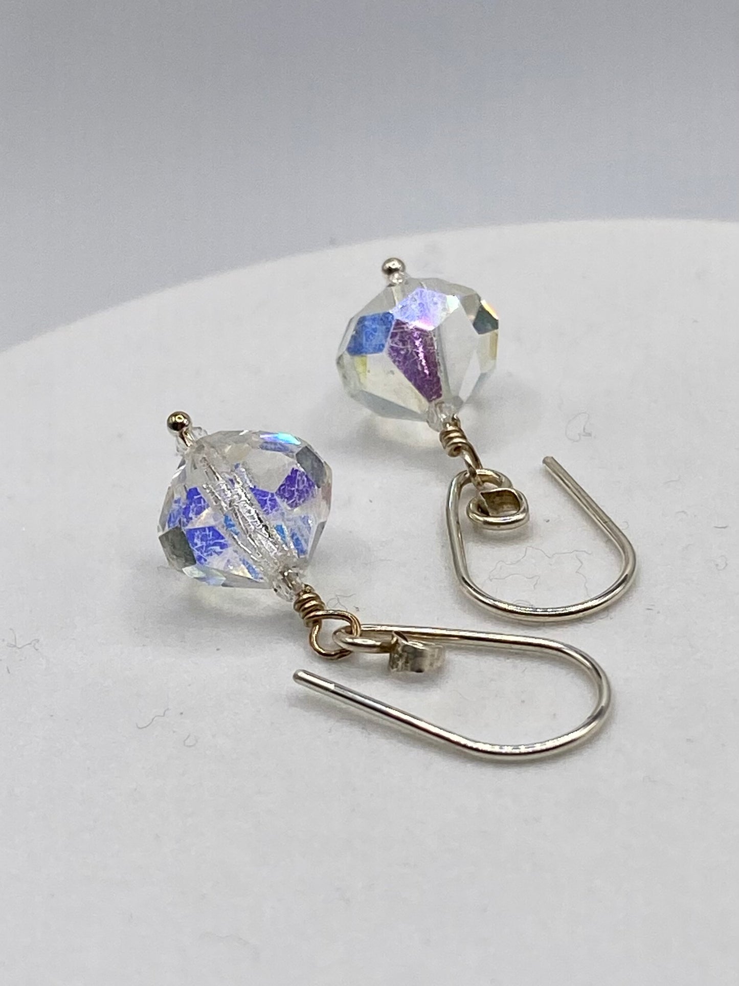 Vintage Crystal Drop Earrings by Hip Chick Glass, Sterling Silver Earrings, Handmade Gemstone Jewelry, Birthstone Gift