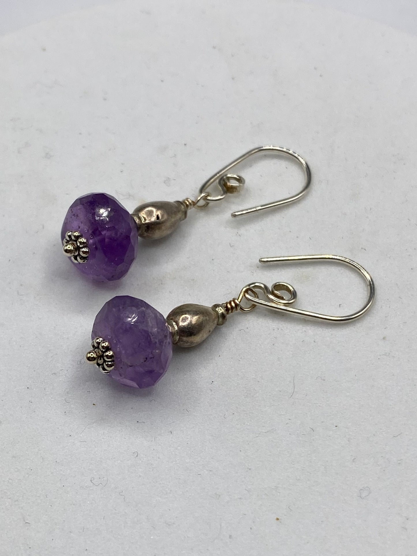 Faceted Amethyst, Iolite, Sterling Silver Earrings by Hip Chick Glass, Sterling Silver Earrings, Handmade Gemstone Jewelry, February Birthstone Gift
