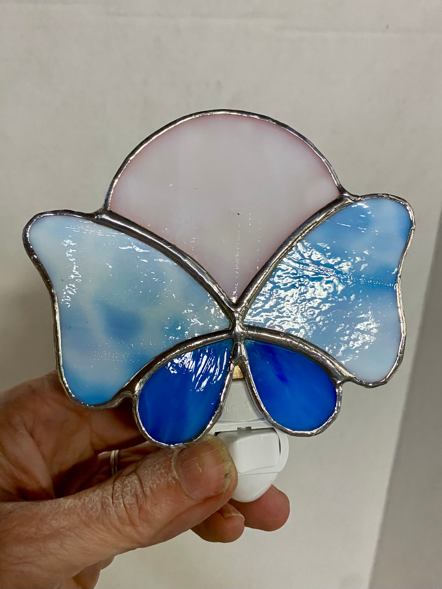 Blue Butterfly Nightlight Under the Moon| Butterfly Nightlight | Stained Glass Nightlight | Handmade Nightlight | Hip Chick Glass, LLC