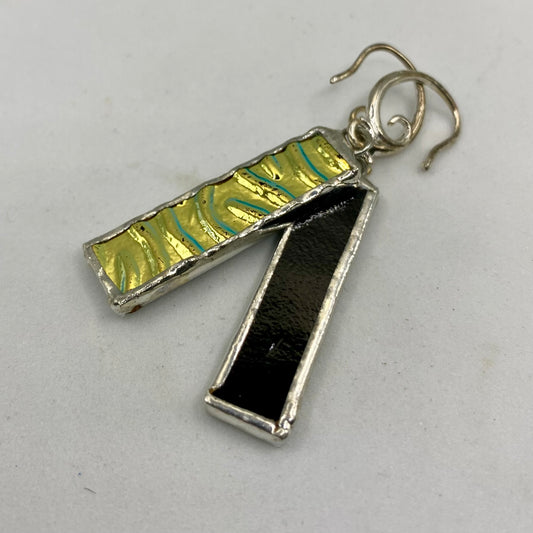 Thin Yellow Ripple Earrings | Stained Glass Earrings by Hip Chick Glass, Stained Glass Dangle Drop Earrings, Stained Glass Earrings