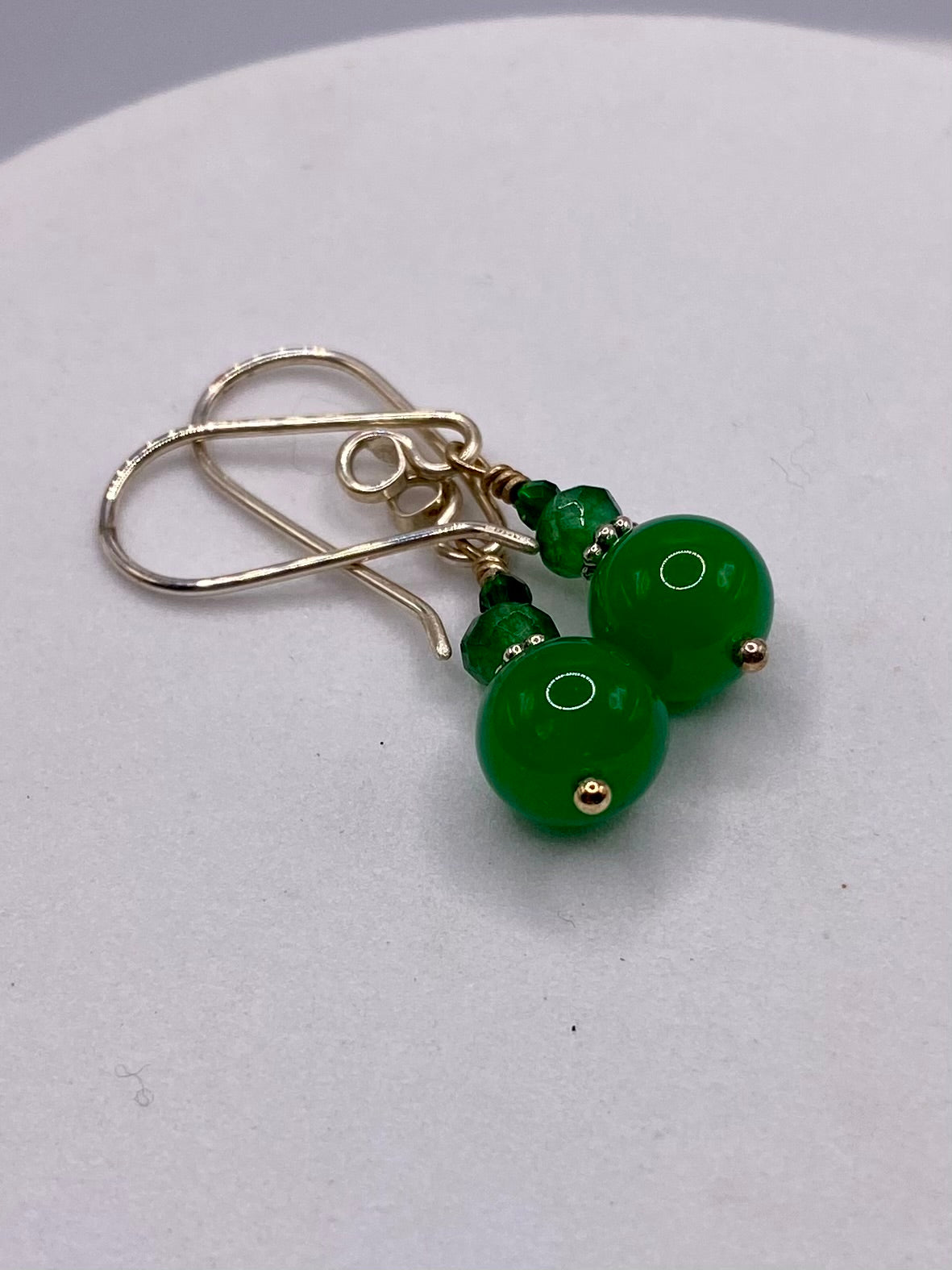 Handmade Green Agate & Peridot Sterling Silver Earrings by Hip Chick Glass, Sterling Silver Earrings, Handmade Gemstone Jewelry, Birthstone Gift