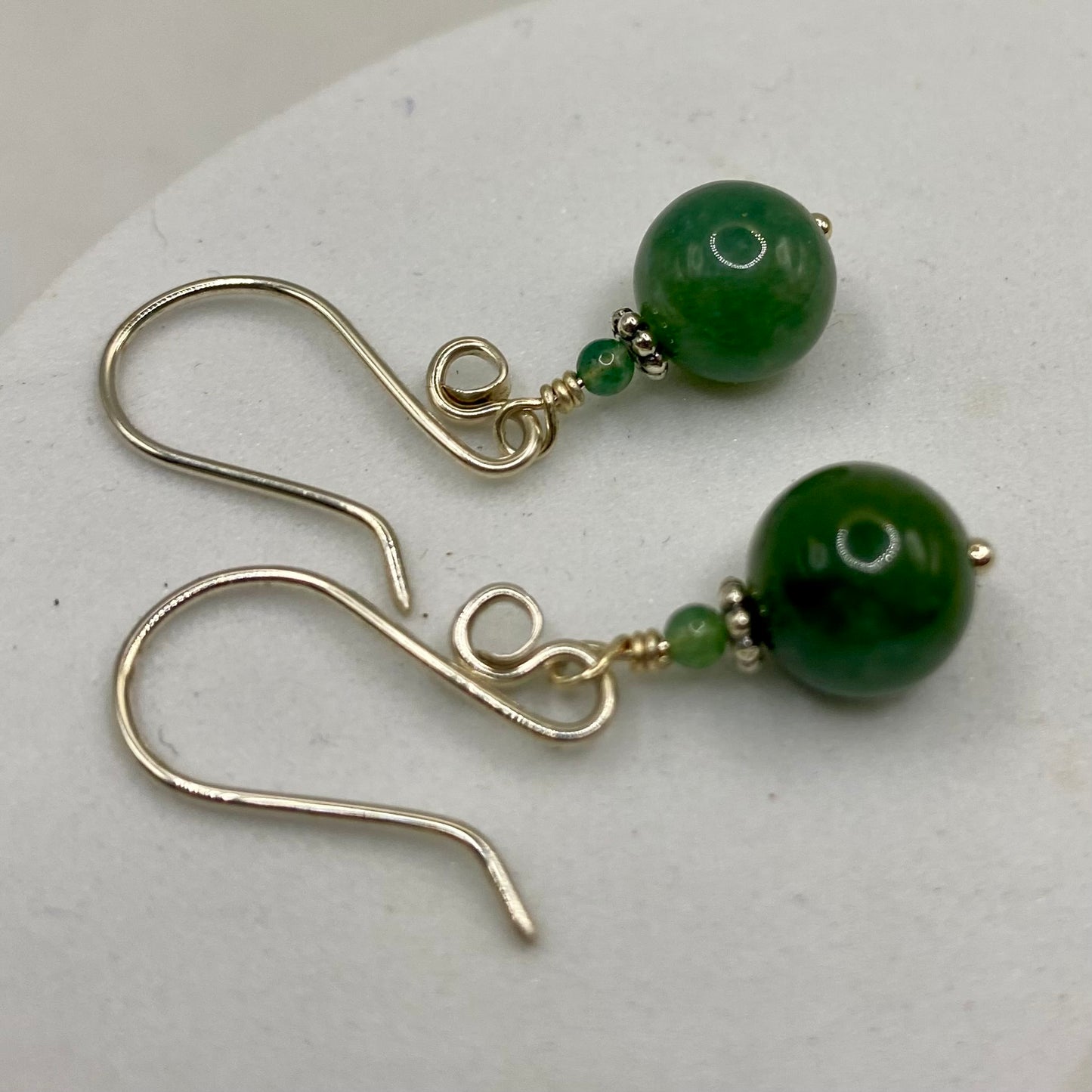 Green Rhodochrosite & Silver Earrings by Hip Chick Glass, Sterling Silver Earrings, Handmade Gemstone Jewelry, Birthstone Gift