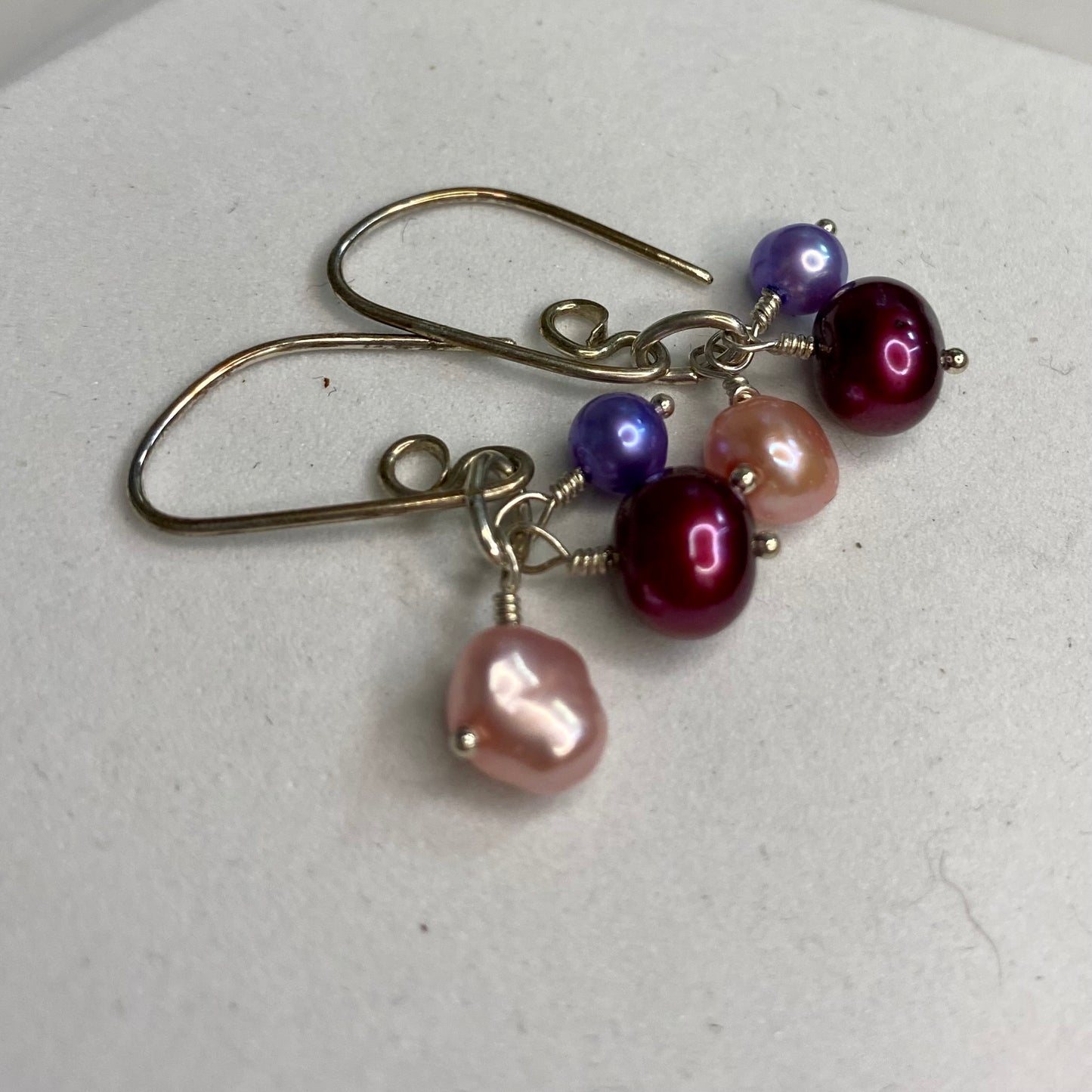 Pearl Cluster Earrings by Hip Chick Glass, Sterling Silver Earrings, Handmade Gemstone Jewelry, June Birthstone Gift