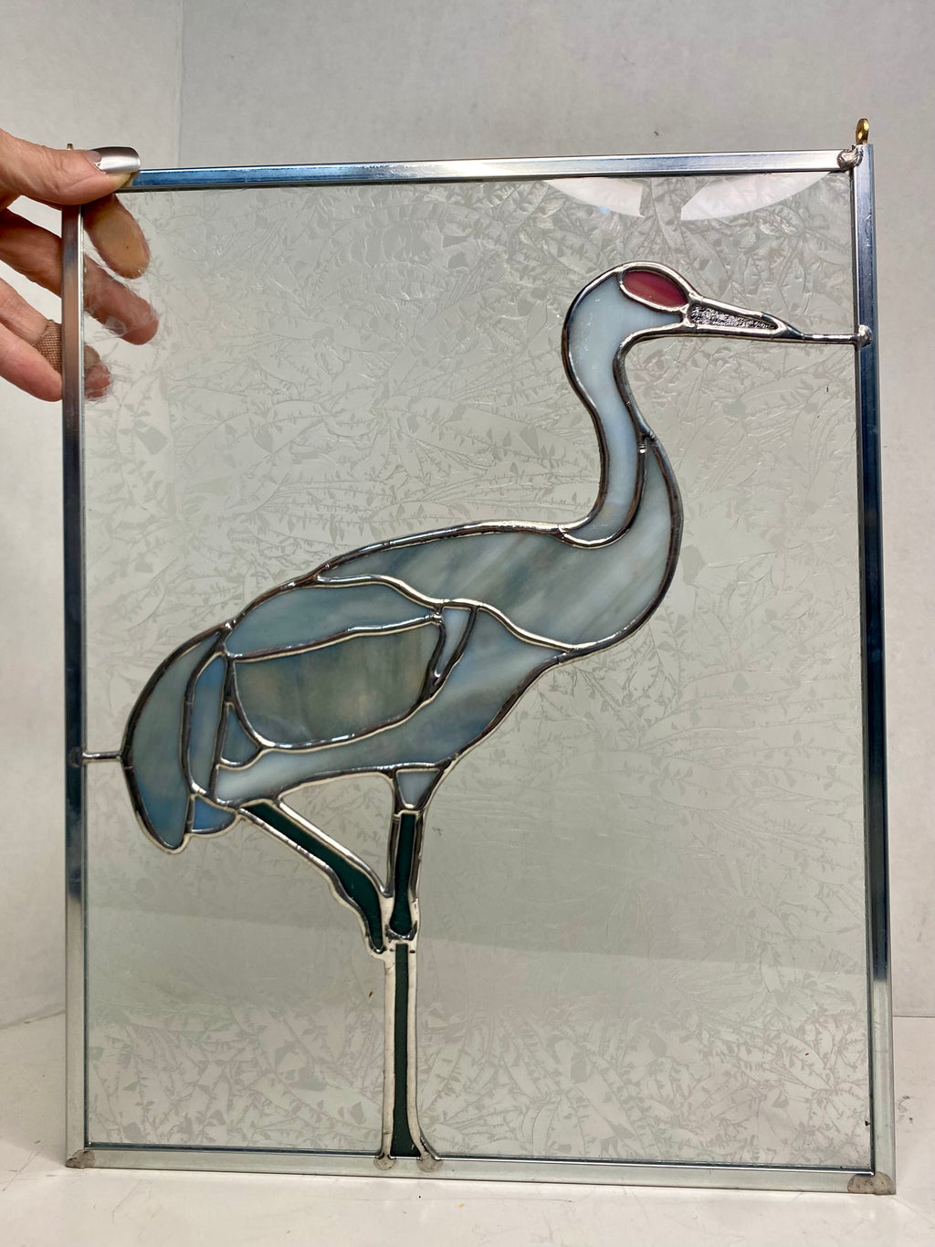 MADE to ORDER Standing Crane | Stained Glass Window Panel by Hip Chick Glass, LLC, Original Handmade Glass Art