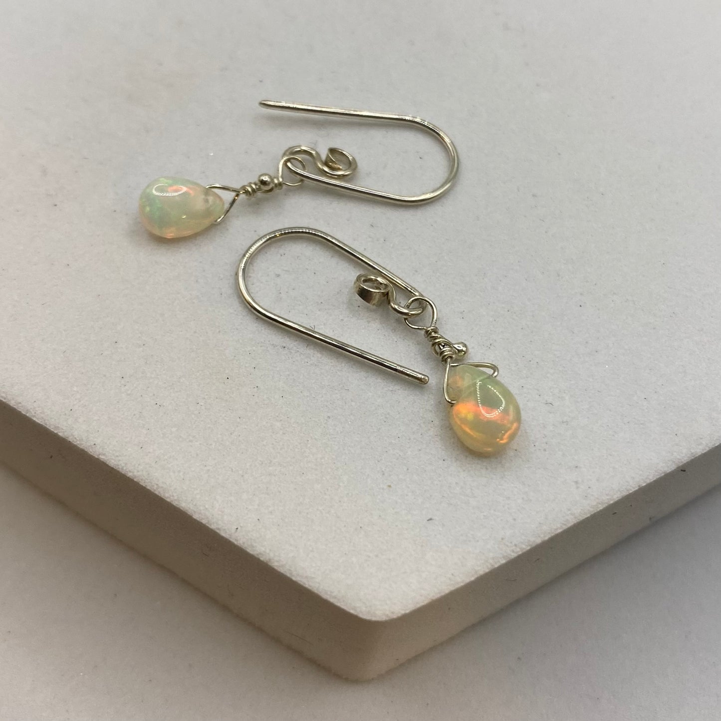 Ethiopian Opal Earrings by Hip Chick Glass, Sterling Silver Earrings, Handmade Gemstone Jewelry, October Birthstone Gift