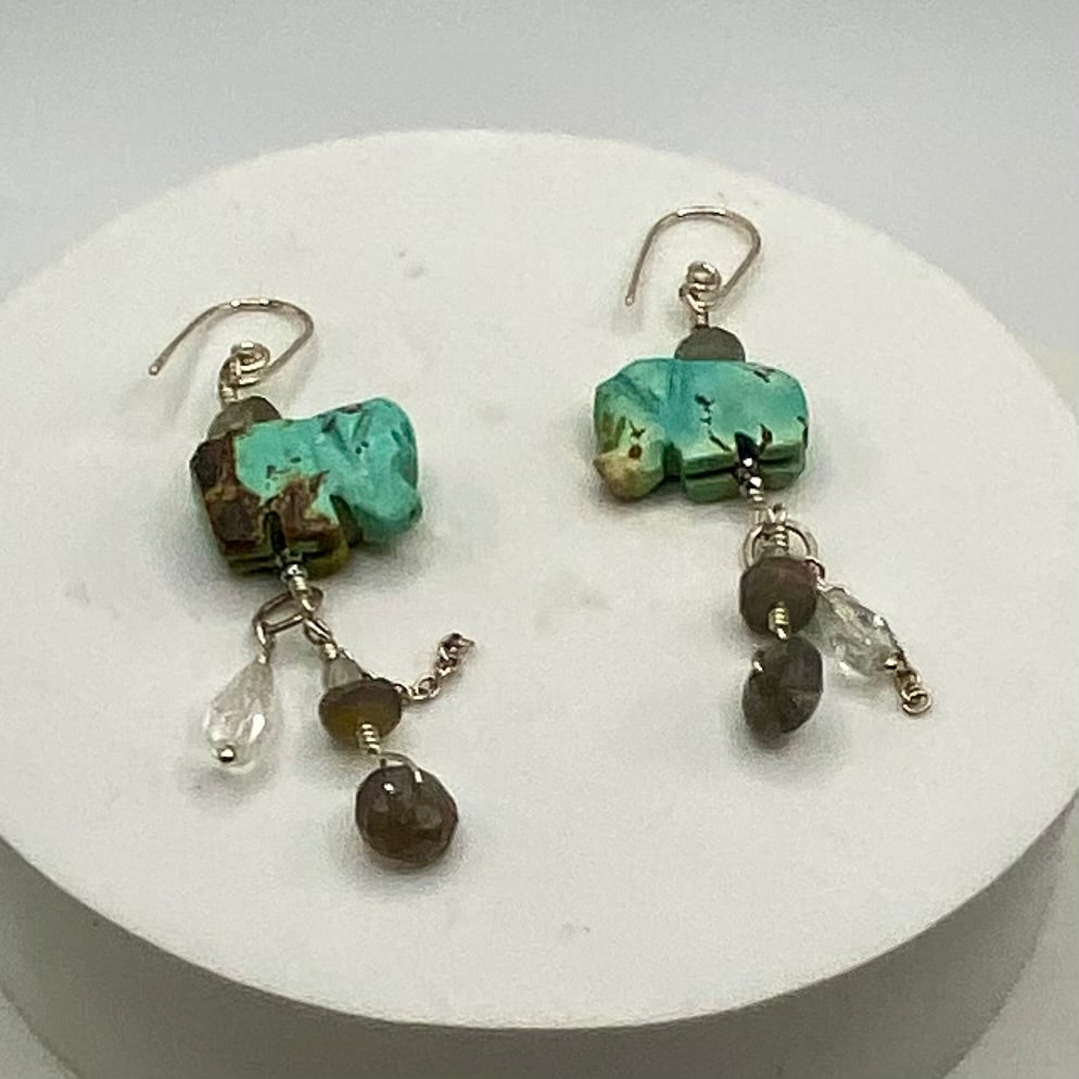 Turquoise, Labradorite, Quartz, Hematite & Moonstone Earrings by Hip Chick Glass, Sterling Silver Earrings, Handmade Gemstone Jewelry, Boho Luxe Earrings