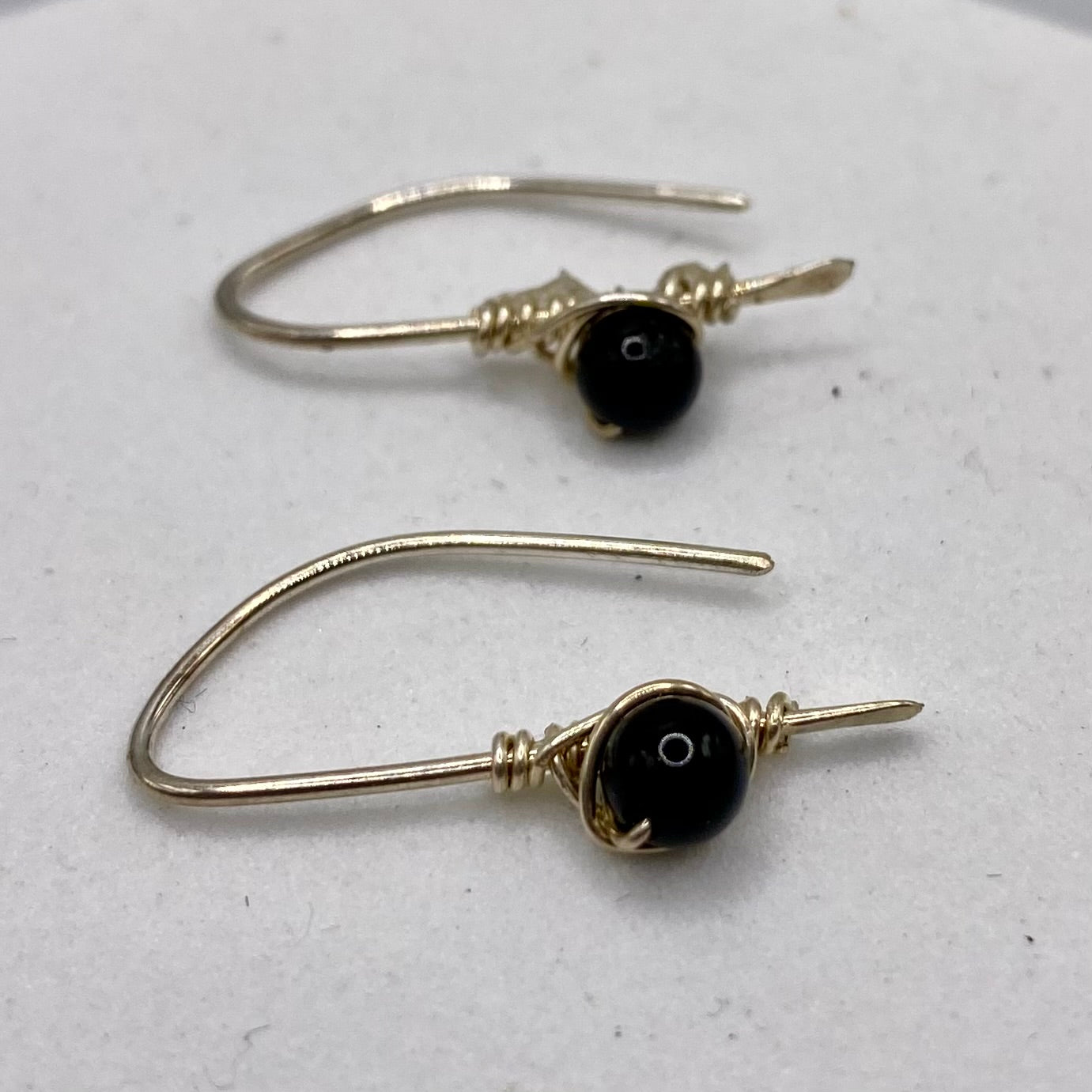 Black Onyx Half Hoop Earrings by Hip Chick Glass, Sterling Silver Earrings, Handmade Gemstone Jewelry, Birthstone Gift