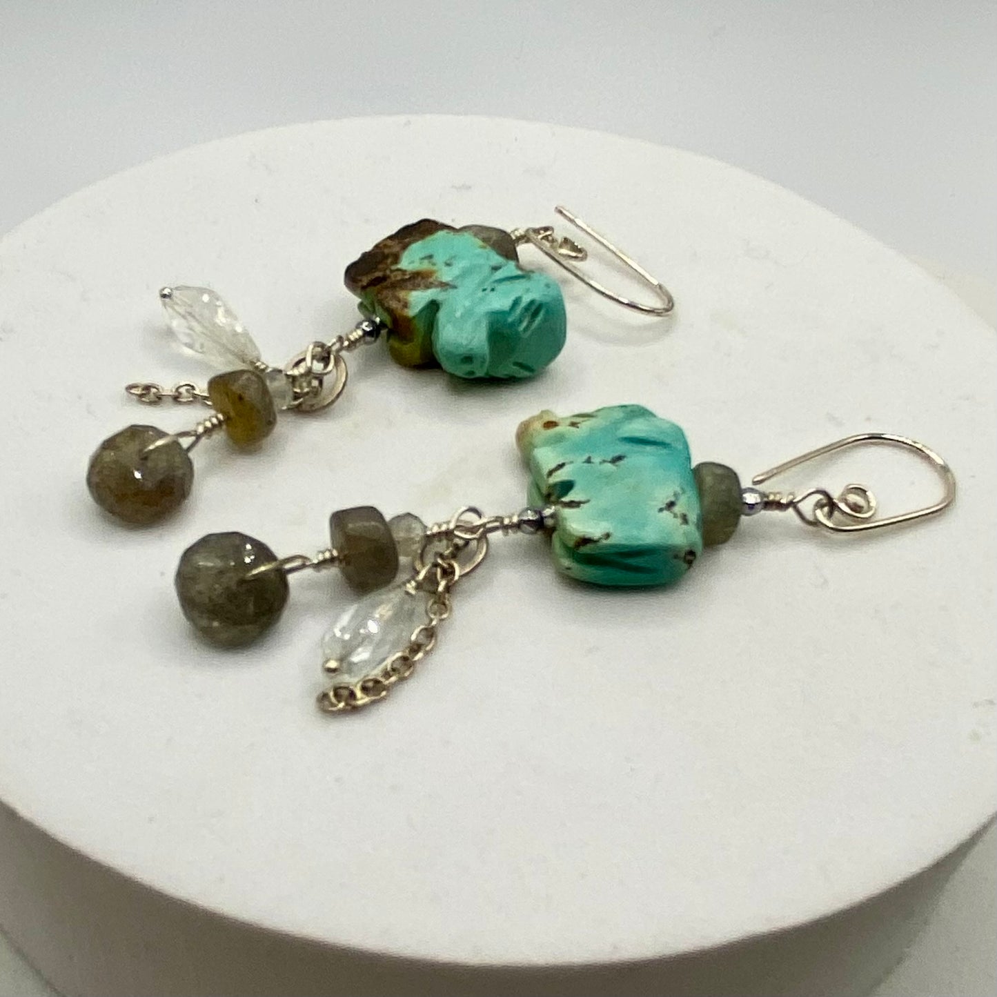 Turquoise, Labradorite, Quartz, Hematite & Moonstone Earrings by Hip Chick Glass, Sterling Silver Earrings, Handmade Gemstone Jewelry, Boho Luxe Earrings