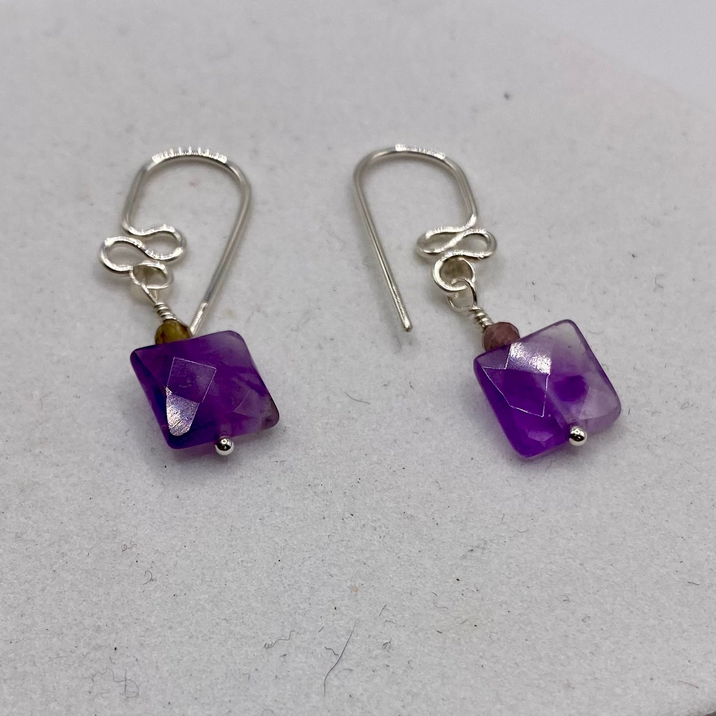 Amethyst Earrings by Hip Chick Glass, Sterling Silver Earrings, Handmade Gemstone Jewelry, February Birthstone Gift