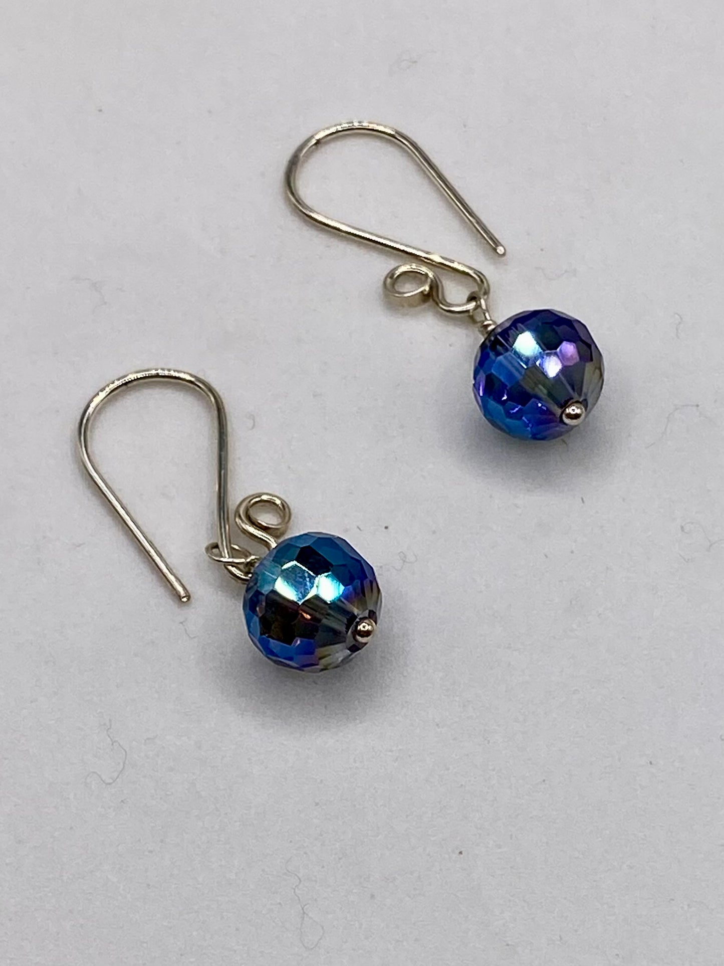 Blue Crystal Drop Earrings by Hip Chick Glass, Sterling Silver Earrings, Handmade Gemstone Jewelry, Birthstone Gift